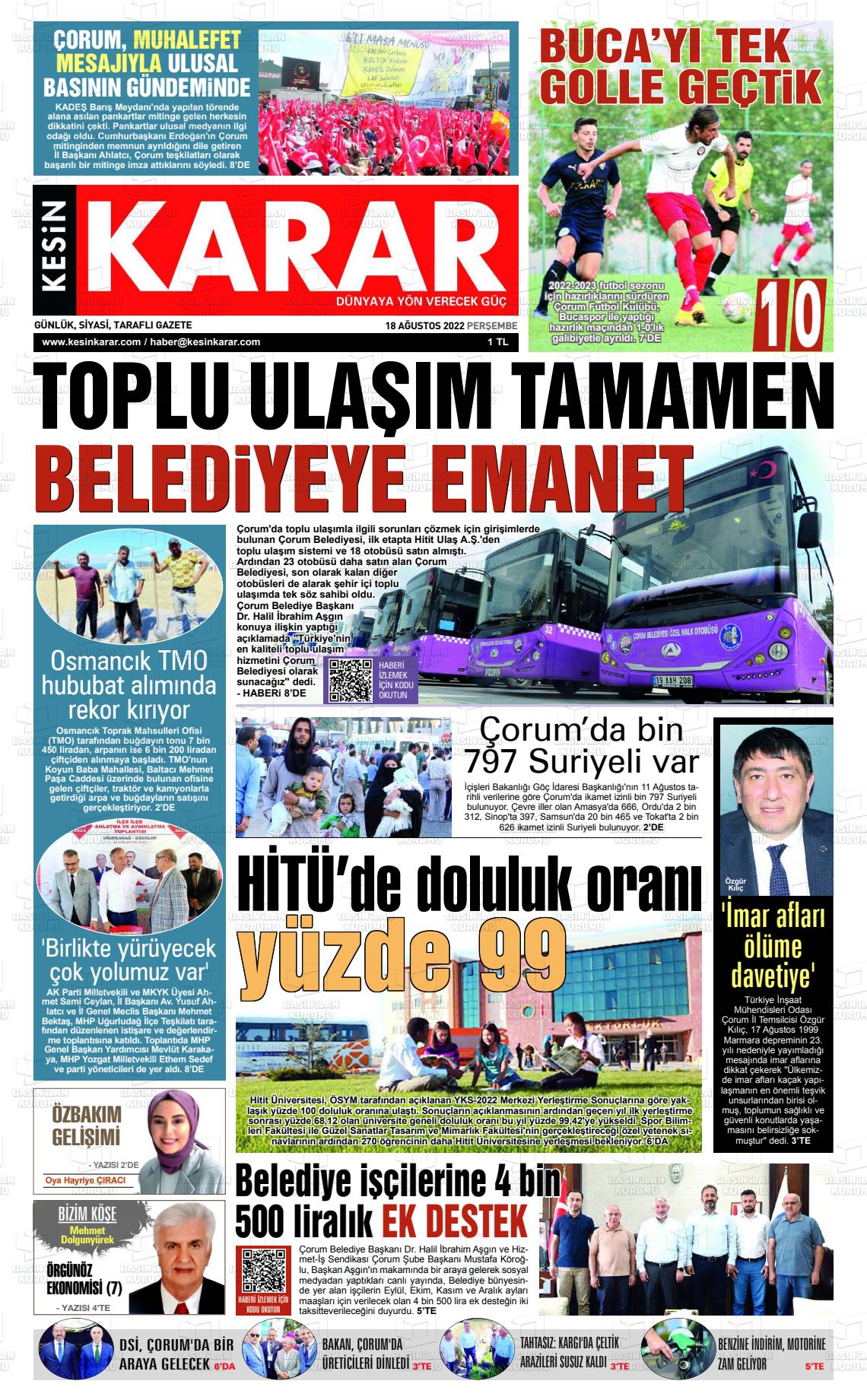 Kesin Karar Gazete Manşeti