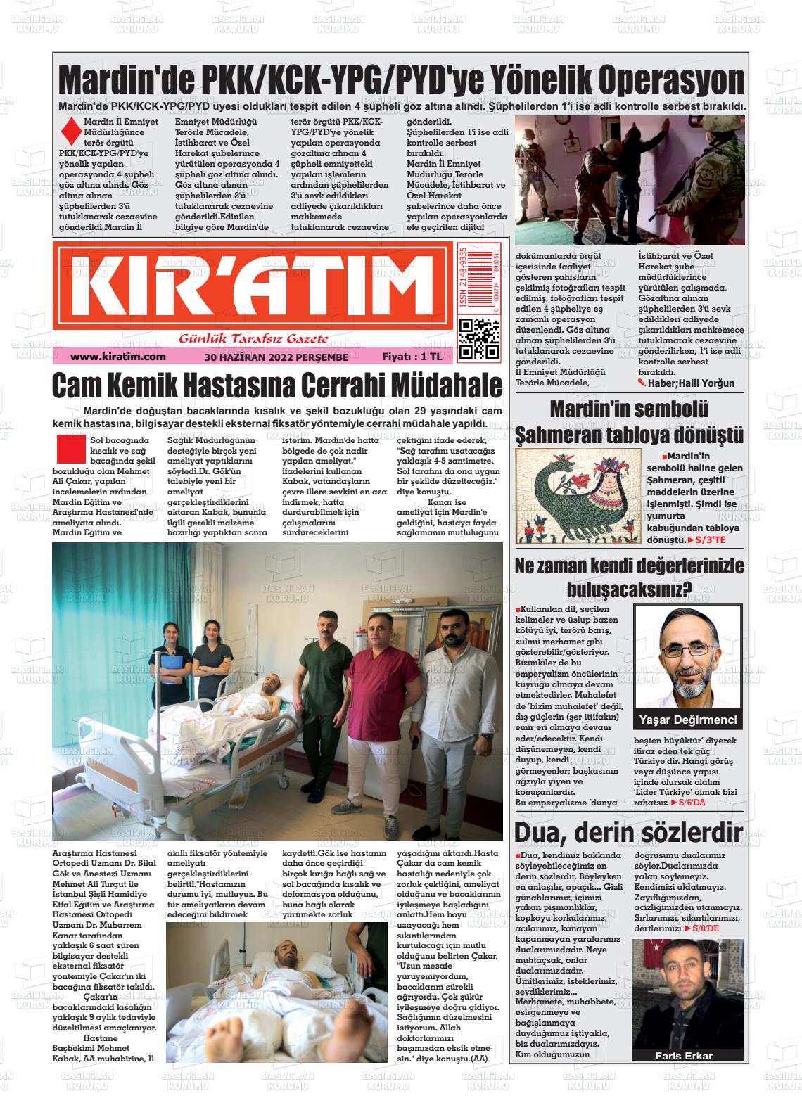 02 Temmuz 2022 Mardinnet Haber Gazete Manşeti