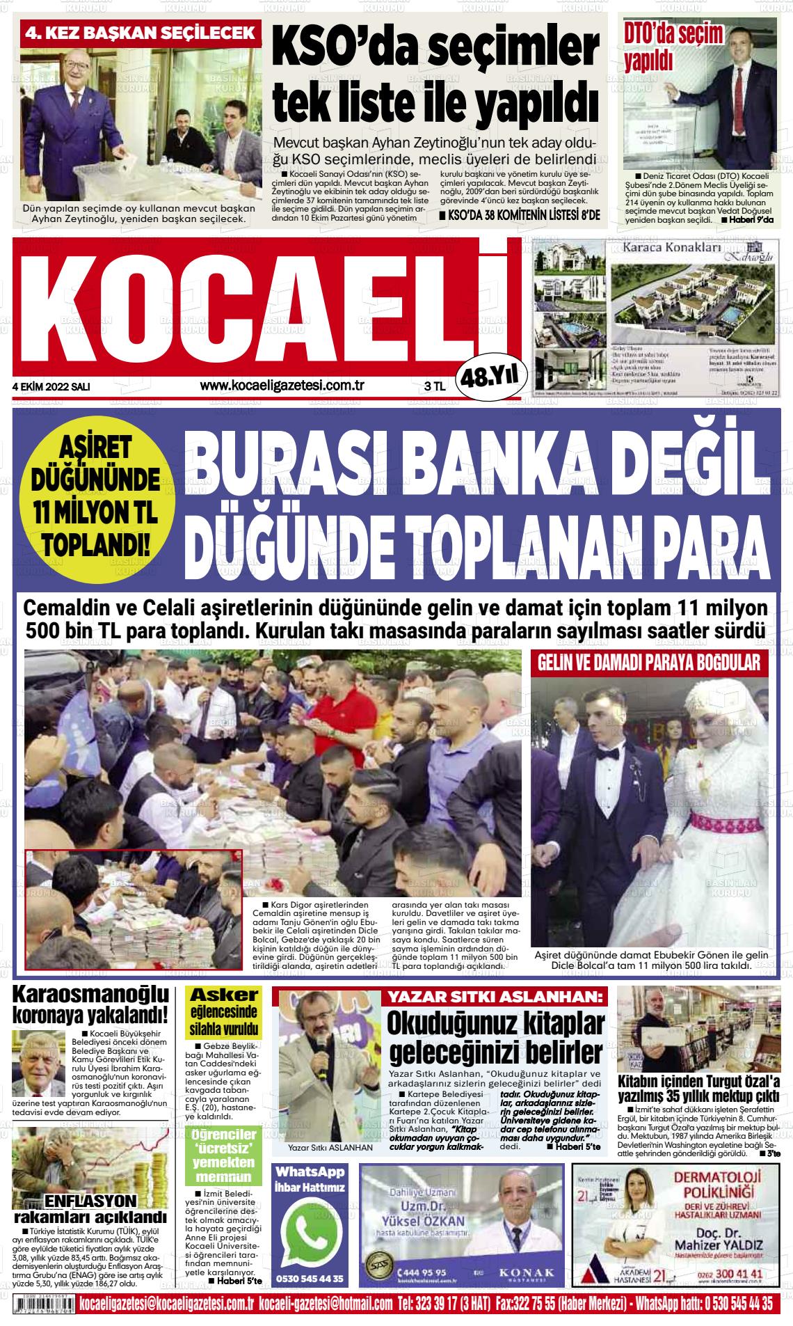 04 Ekim 2022 Kocaeli Gazete Manşeti