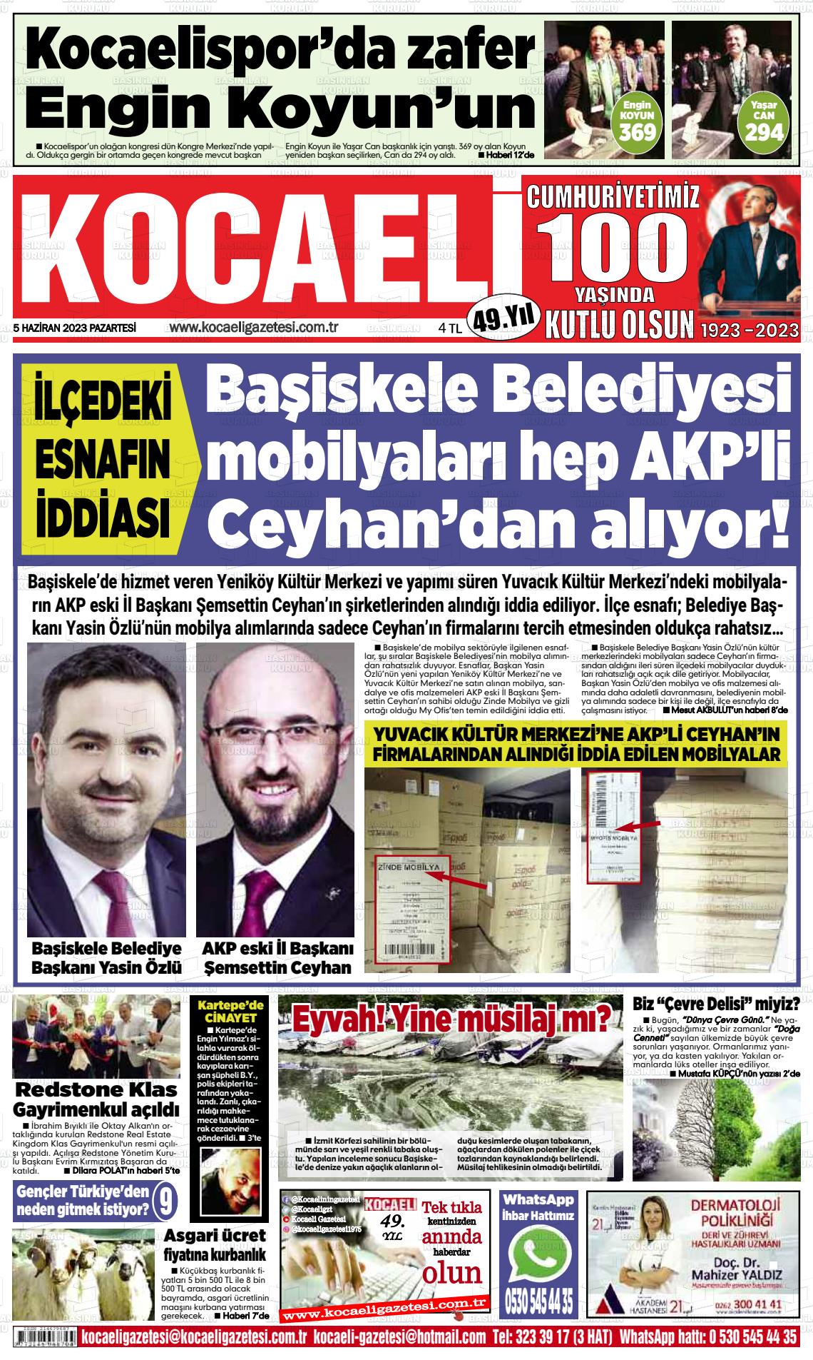 05 Haziran 2023 Kocaeli Gazete Manşeti