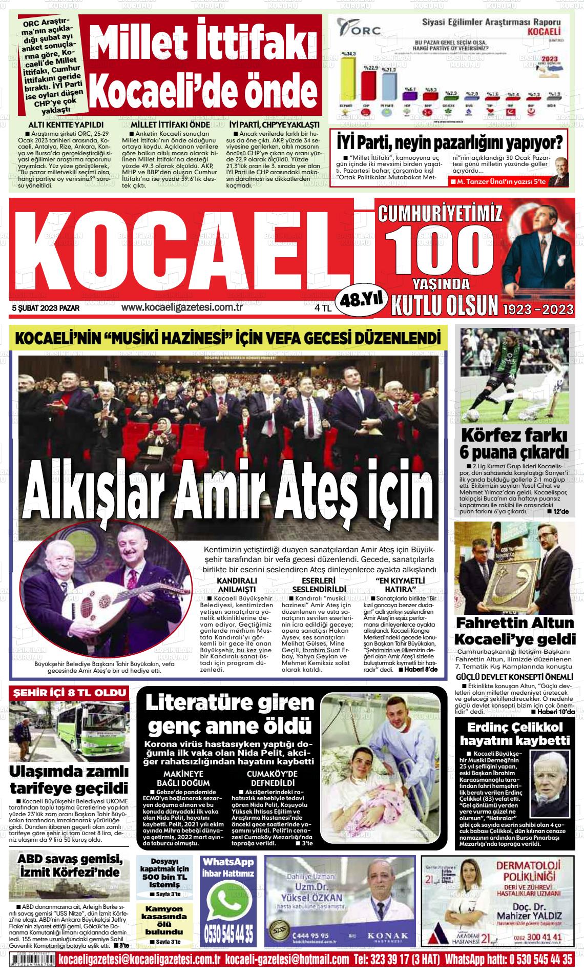 05 Şubat 2023 Kocaeli Gazete Manşeti