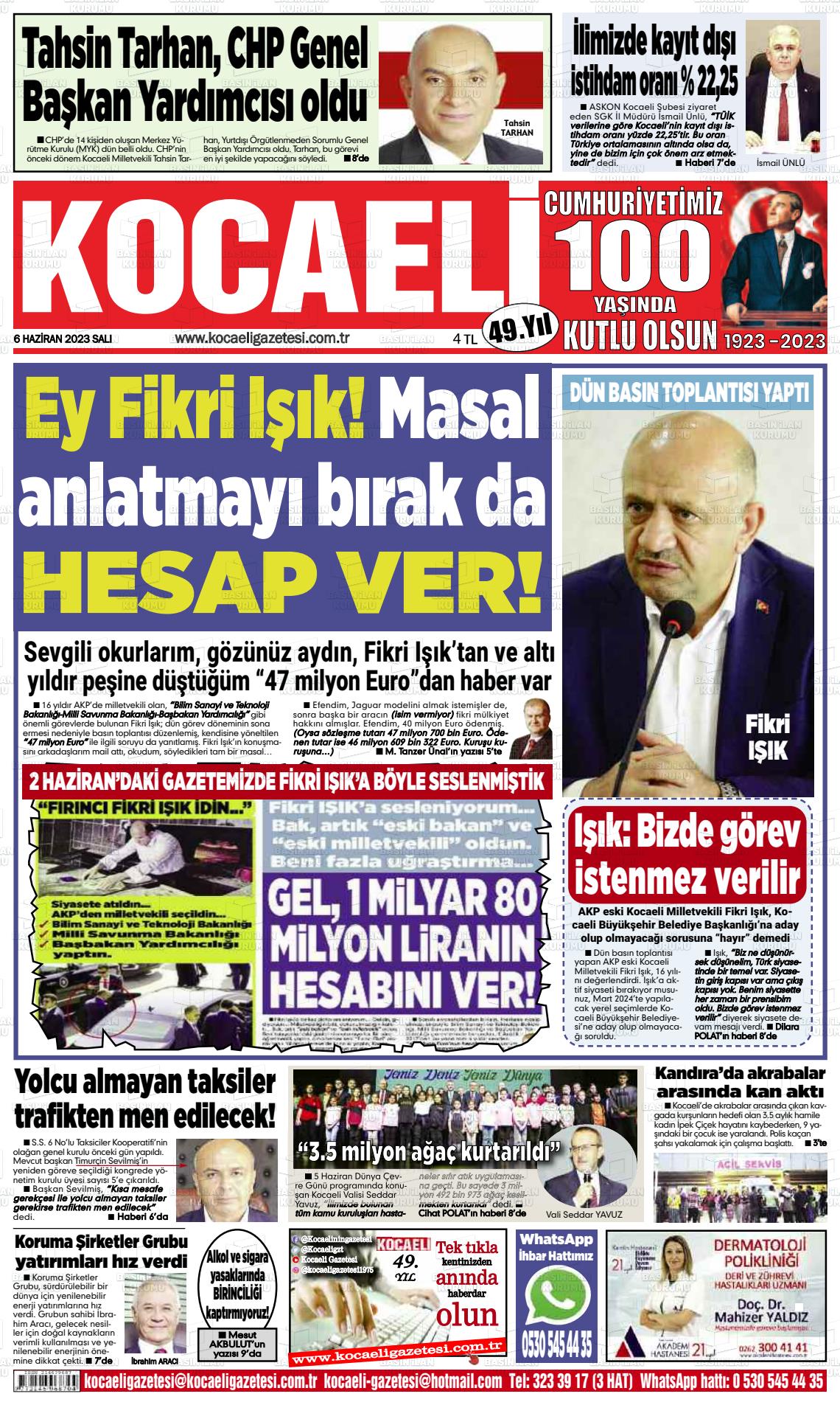 06 Haziran 2023 Kocaeli Gazete Manşeti