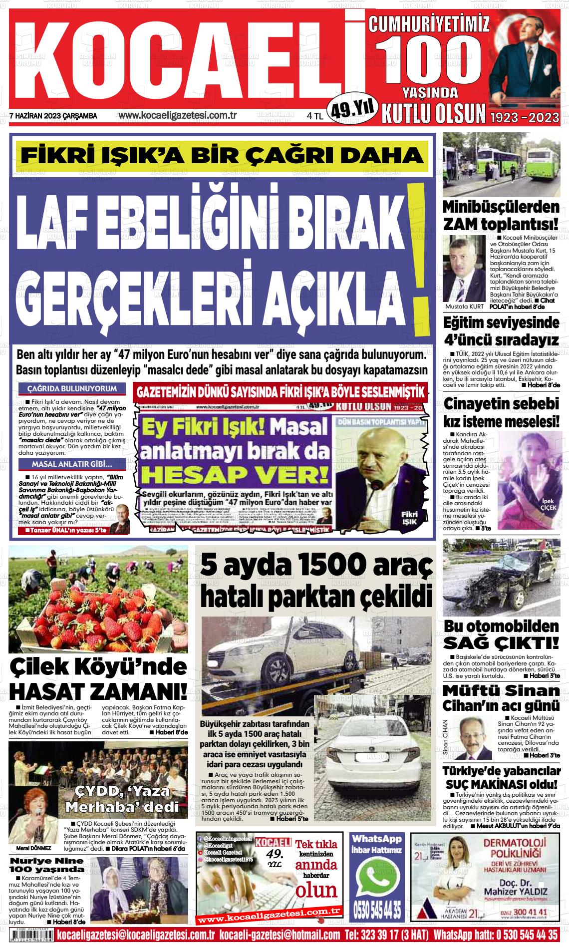07 Haziran 2023 Kocaeli Gazete Manşeti