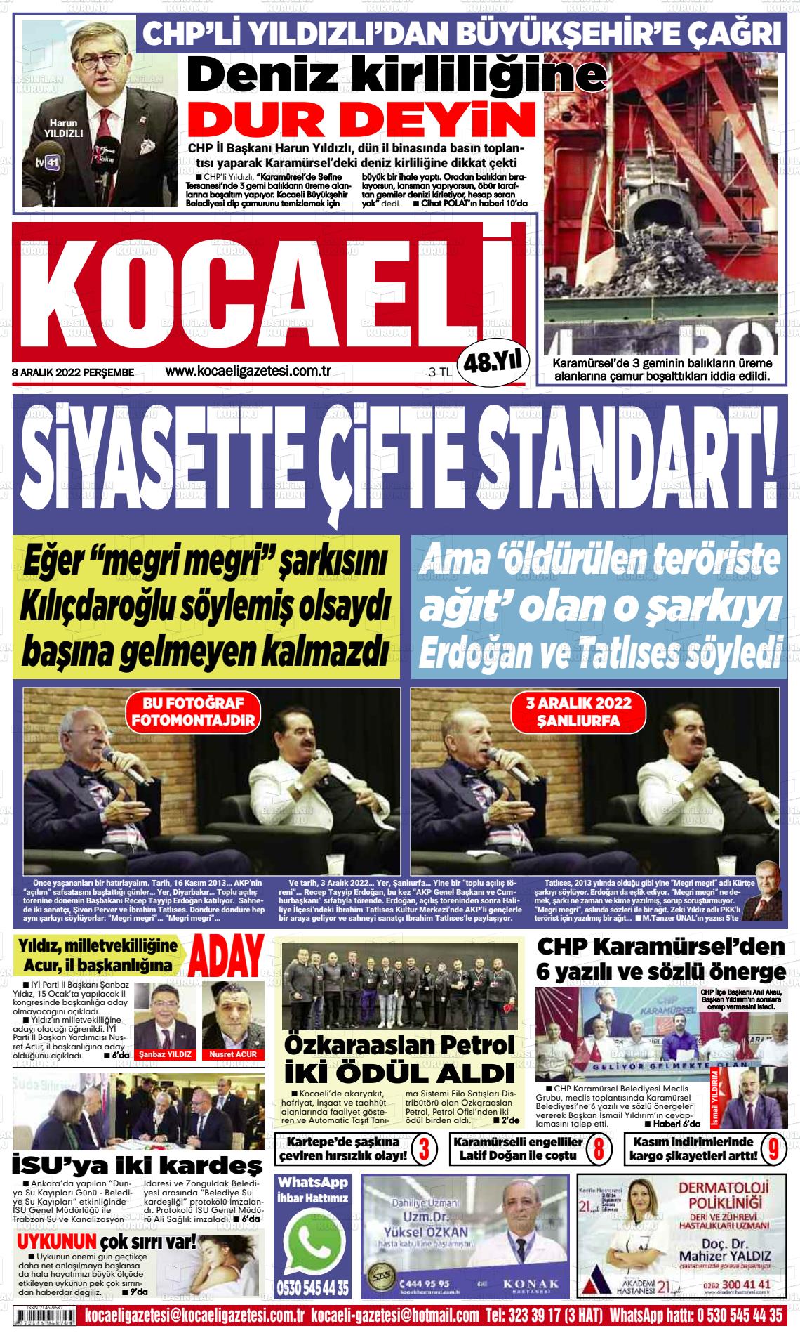 08 Aralık 2022 Kocaeli Gazete Manşeti