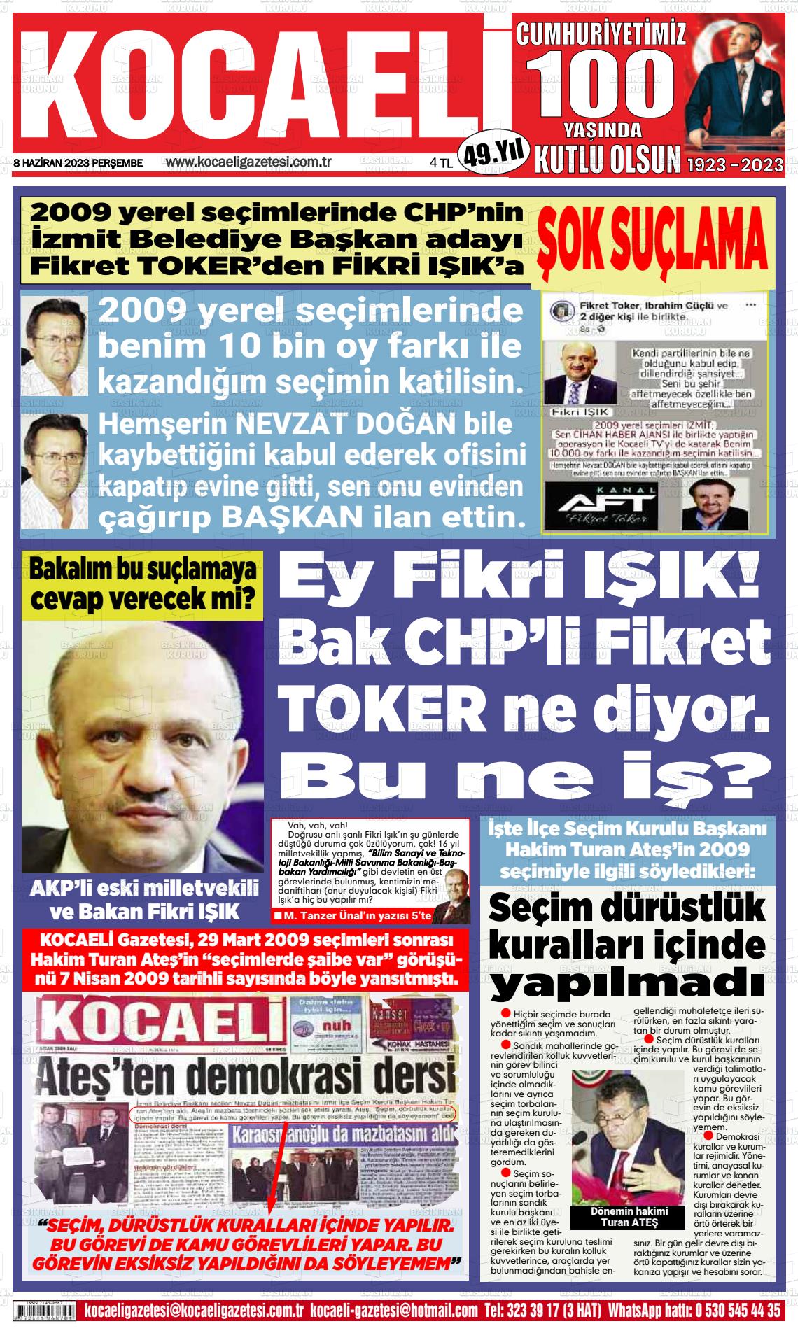 08 Haziran 2023 Kocaeli Gazete Manşeti