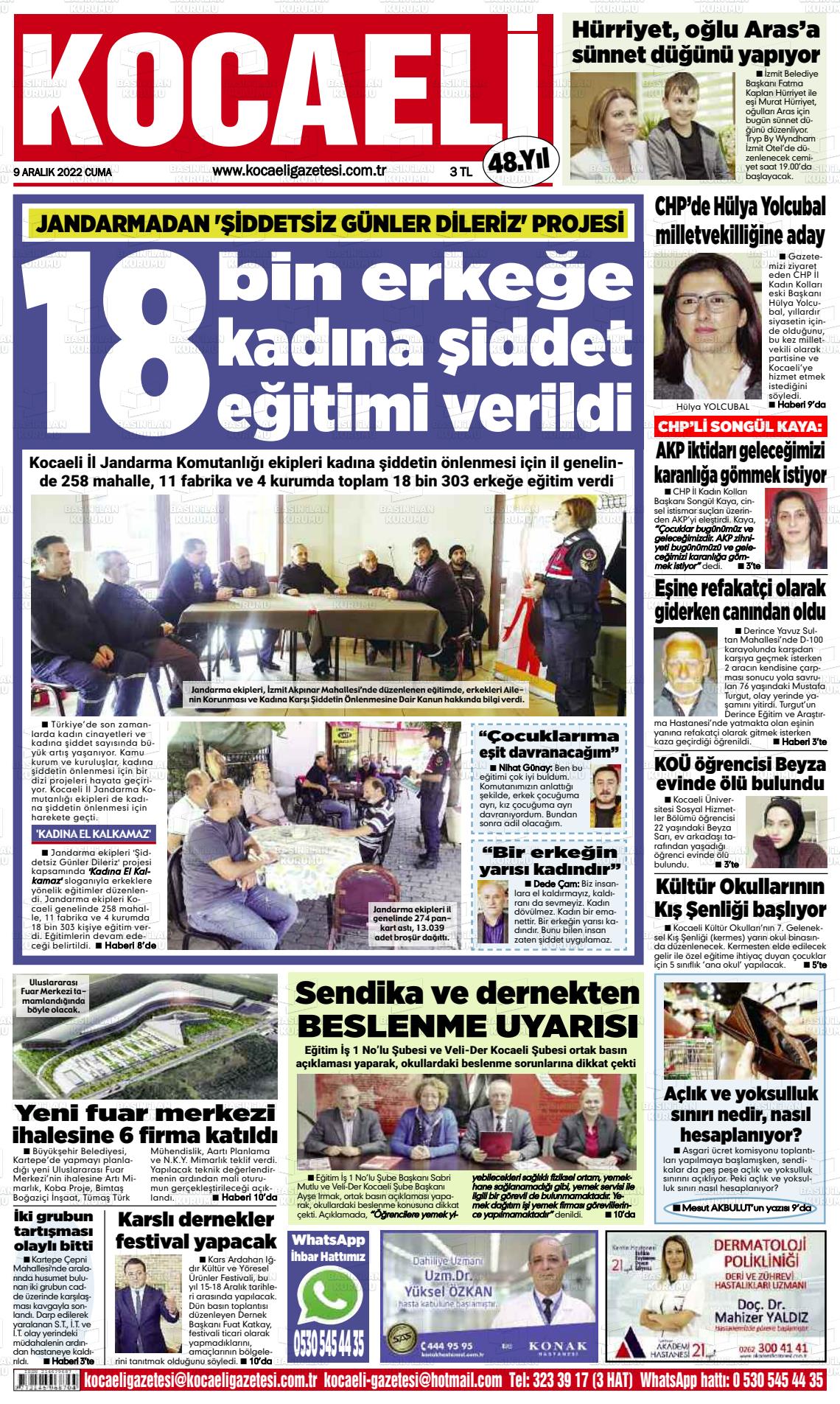 09 Aralık 2022 Kocaeli Gazete Manşeti