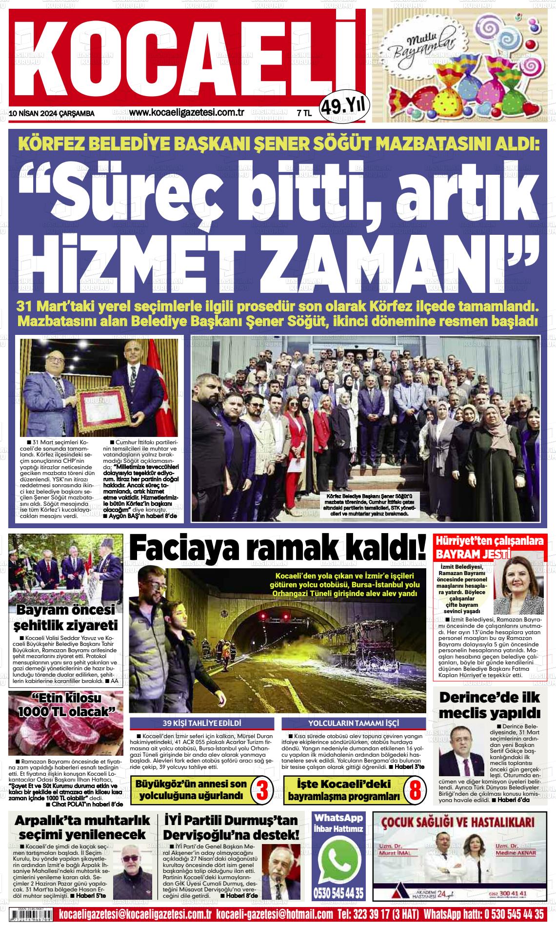 10 Nisan 2024 Kocaeli Gazete Manşeti