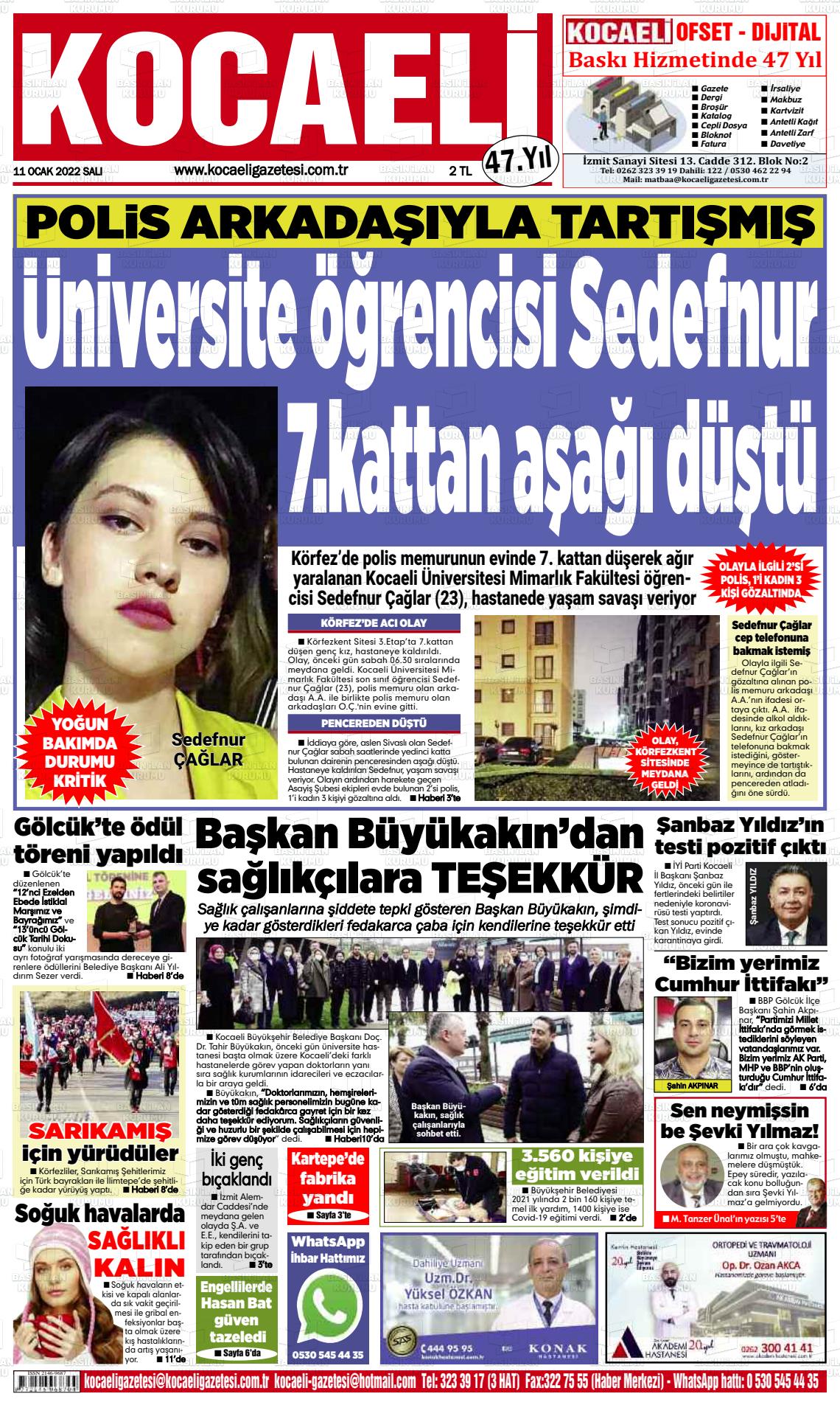 11 Ocak 2022 Kocaeli Gazete Manşeti