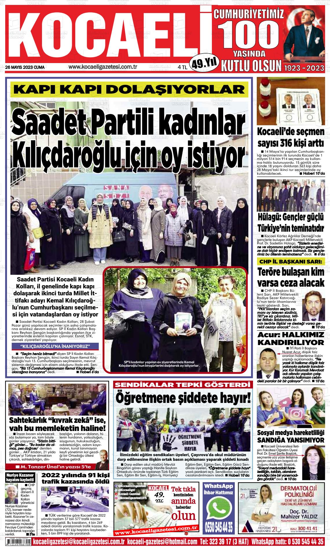 26 Mayıs 2023 Kocaeli Gazete Manşeti