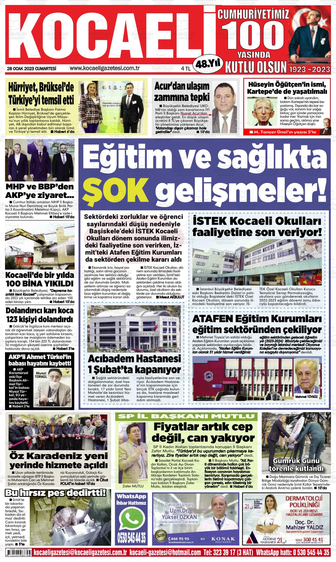 28 Ocak 2023 Kocaeli Gazete Manşeti