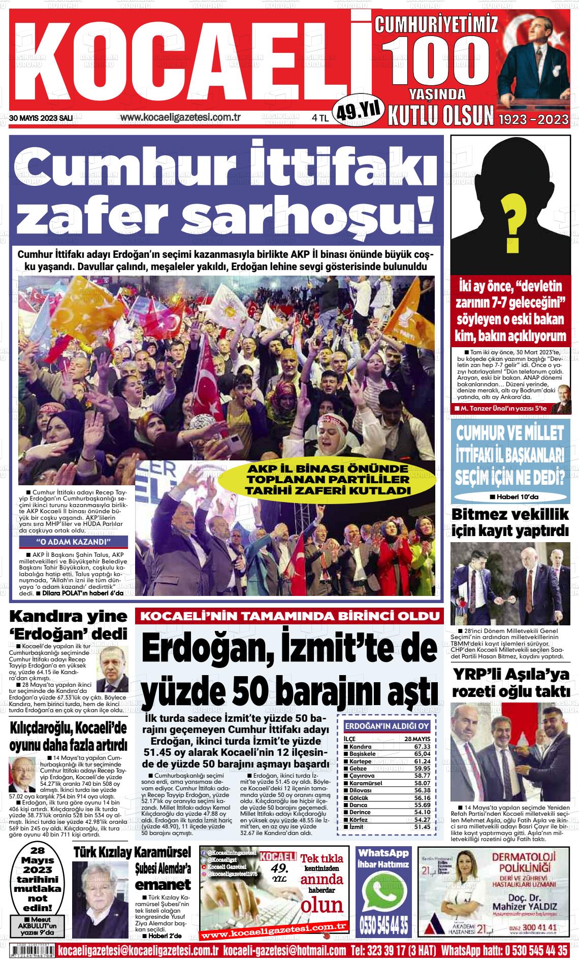 30 Mayıs 2023 Kocaeli Gazete Manşeti
