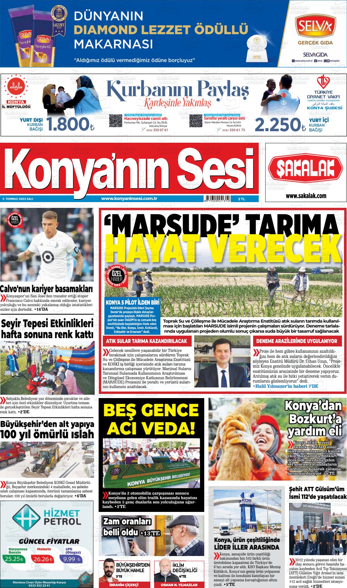 05 Temmuz 2022 Konyanin Sesi Gazete Manşeti
