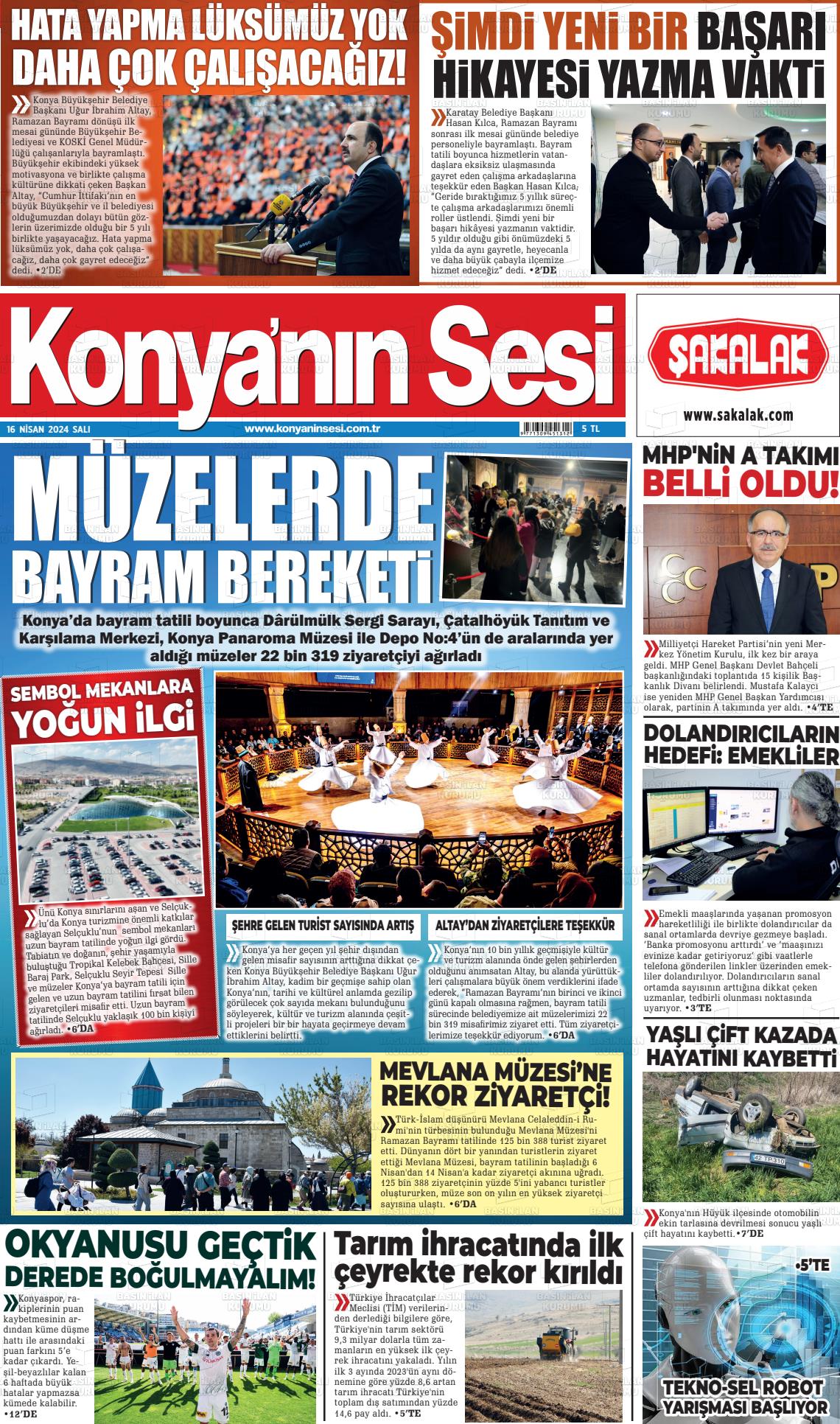 18 Nisan 2024 Konyanin Sesi Gazete Manşeti