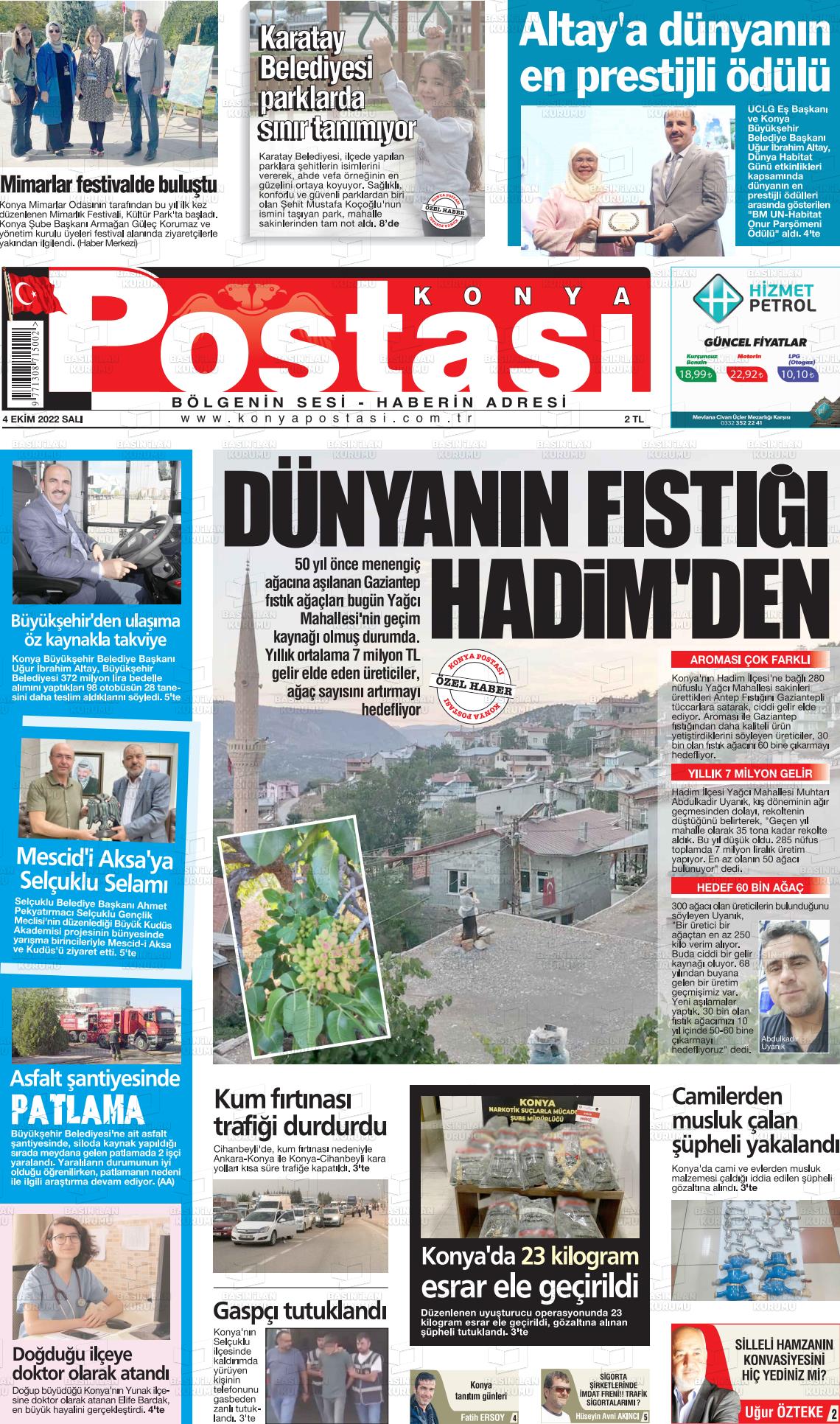 04 Ekim 2022 Konya Postası Gazete Manşeti