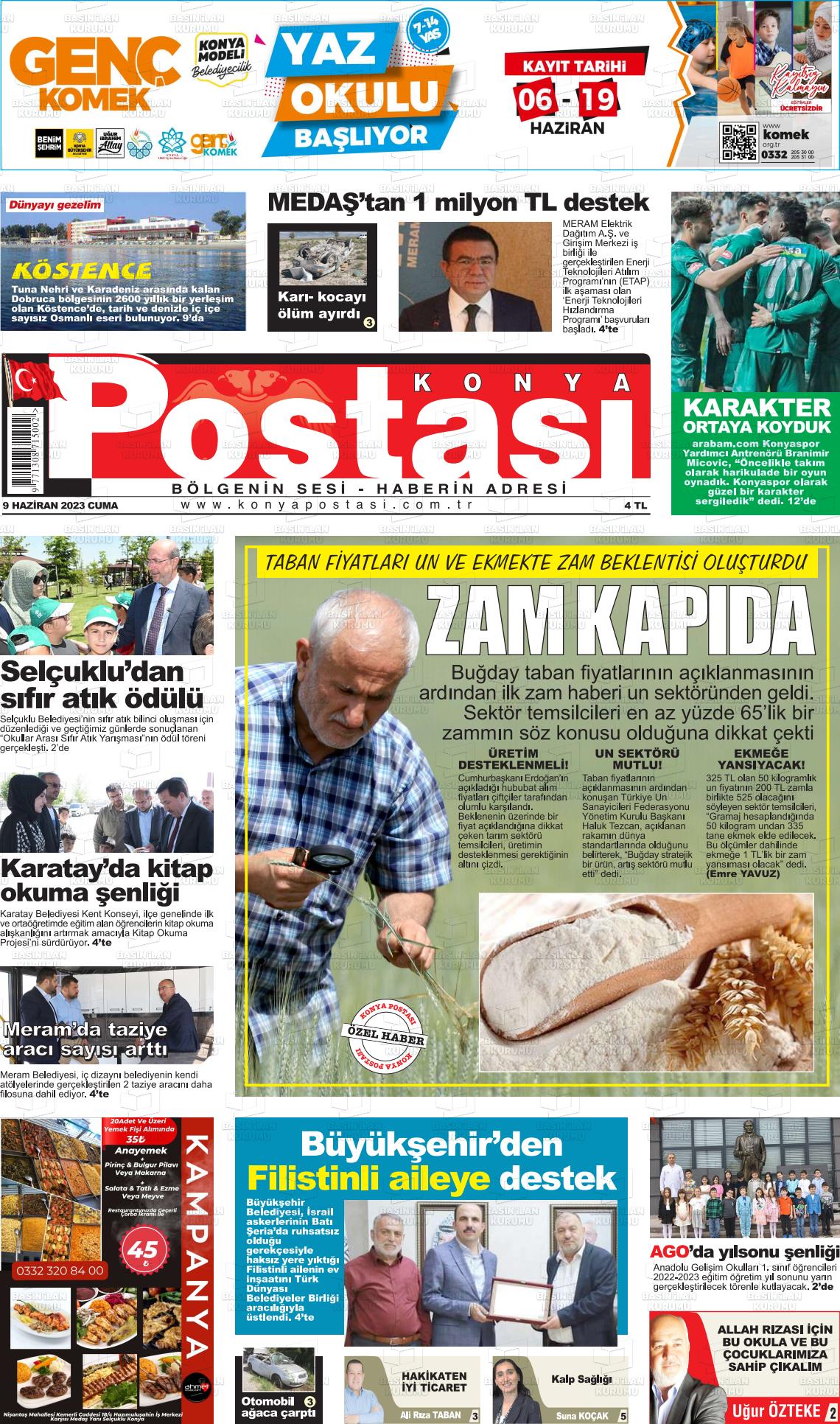 09 Haziran 2023 Konya Postası Gazete Manşeti