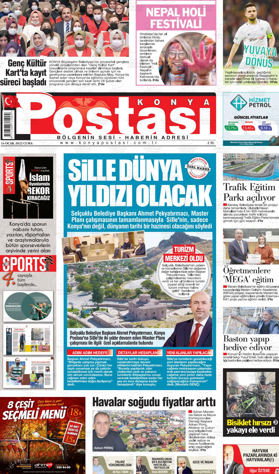 14 Ocak 2022 Konya Postası Gazete Manşeti