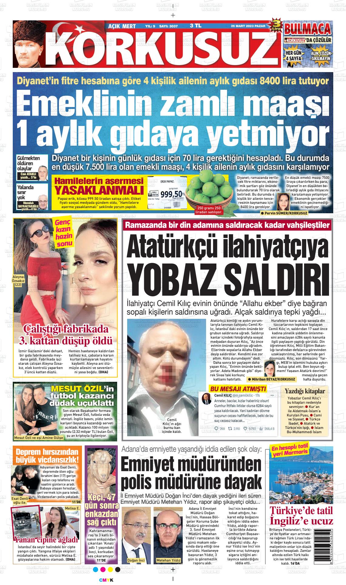 26 Mart 2023 Korkusuz Gazete Gazete Manşeti