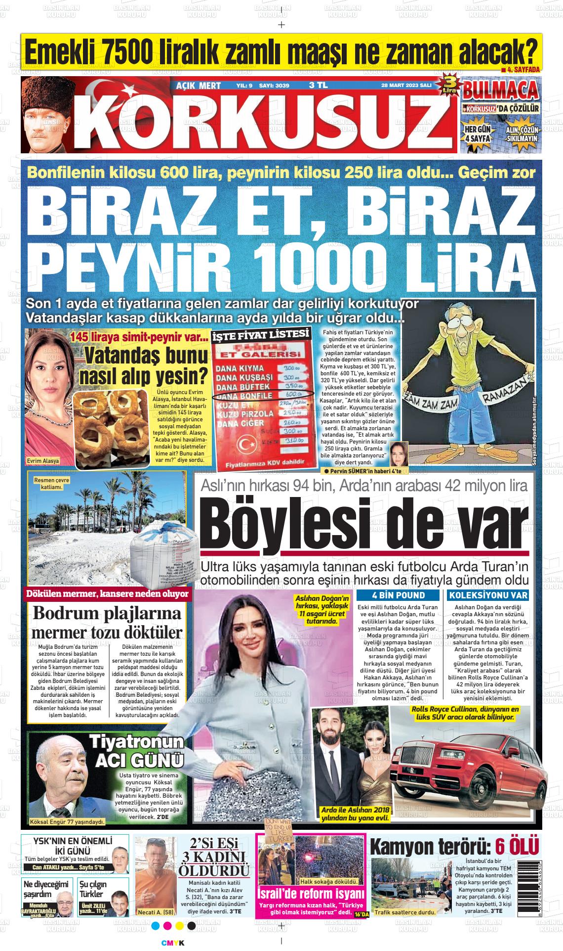 28 Mart 2023 Korkusuz Gazete Gazete Manşeti