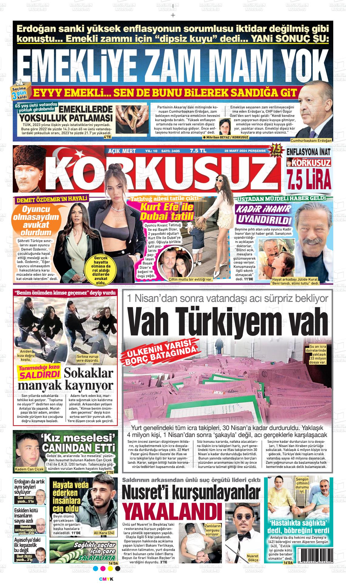 28 Mart 2024 Korkusuz Gazete Gazete Manşeti
