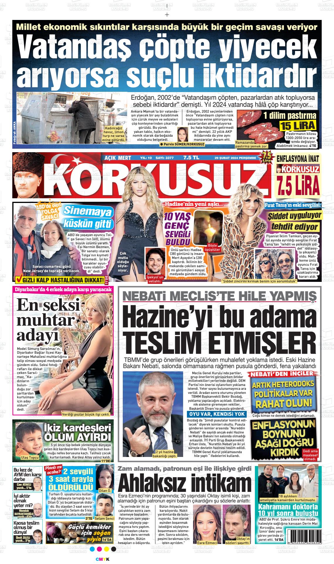 01 Mart 2024 Korkusuz Gazete Gazete Manşeti