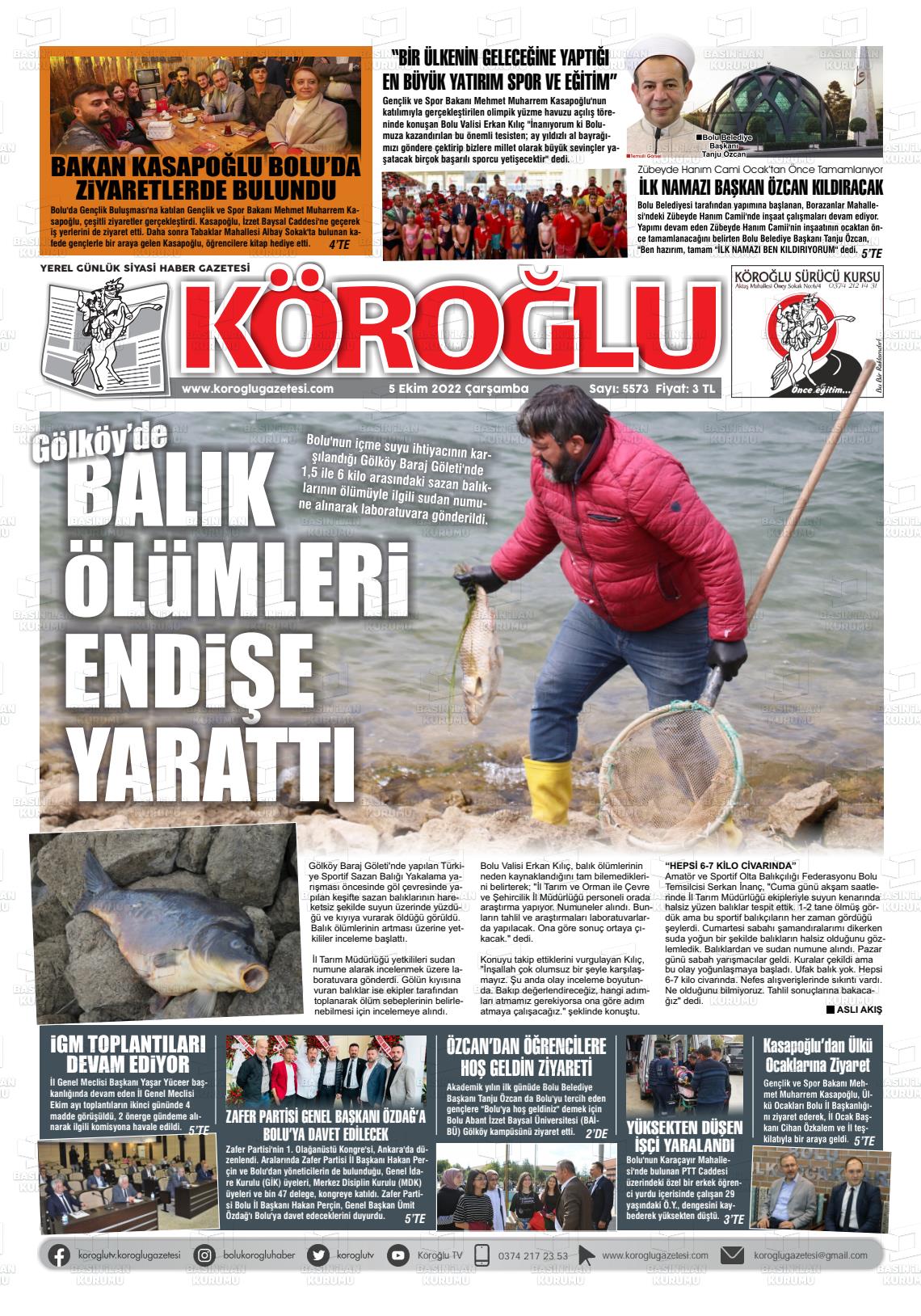 05 Ekim 2022 Köroğlu Gazete Manşeti