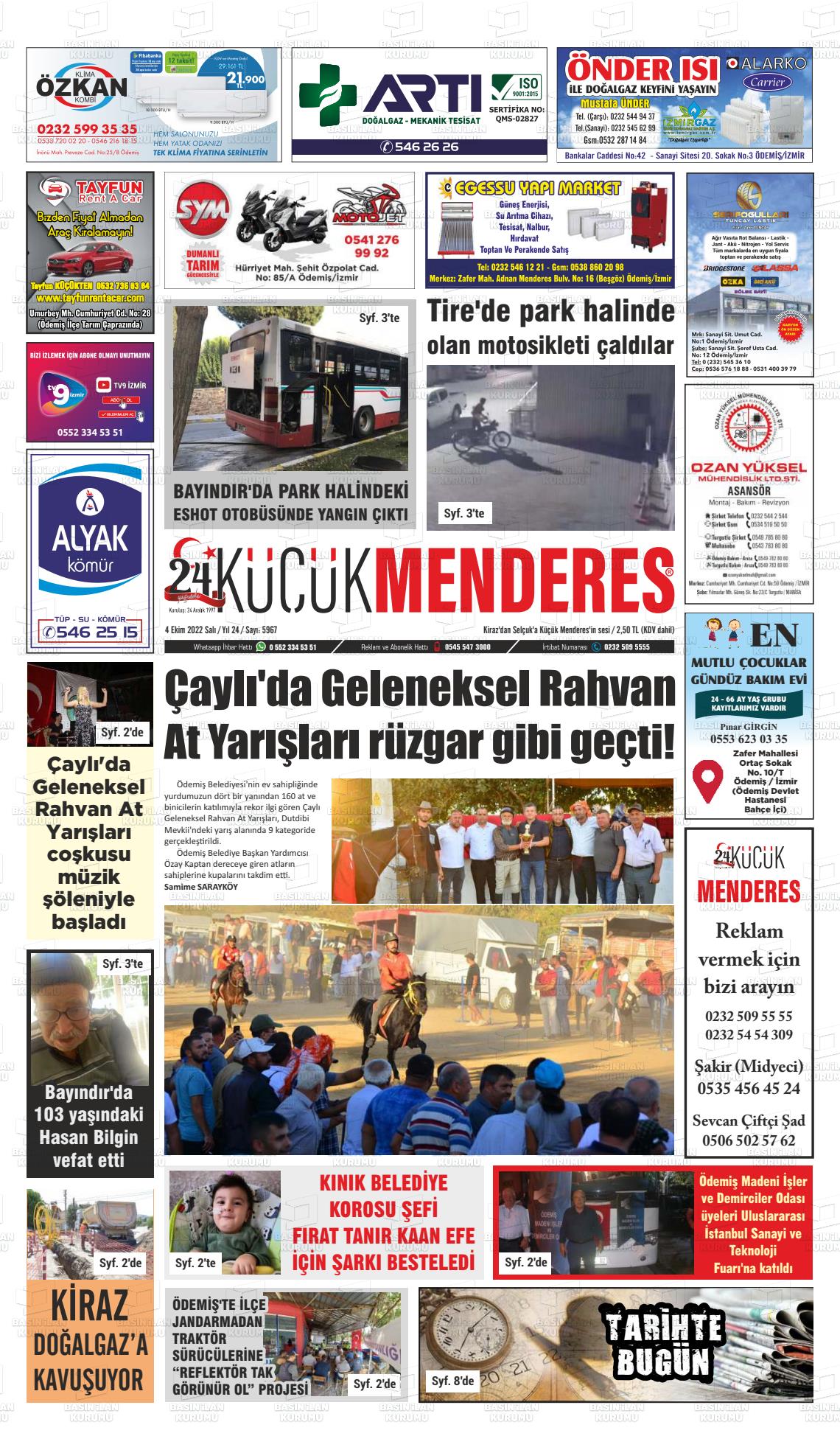 04 Ekim 2022 Küçük Menderes Gazete Manşeti