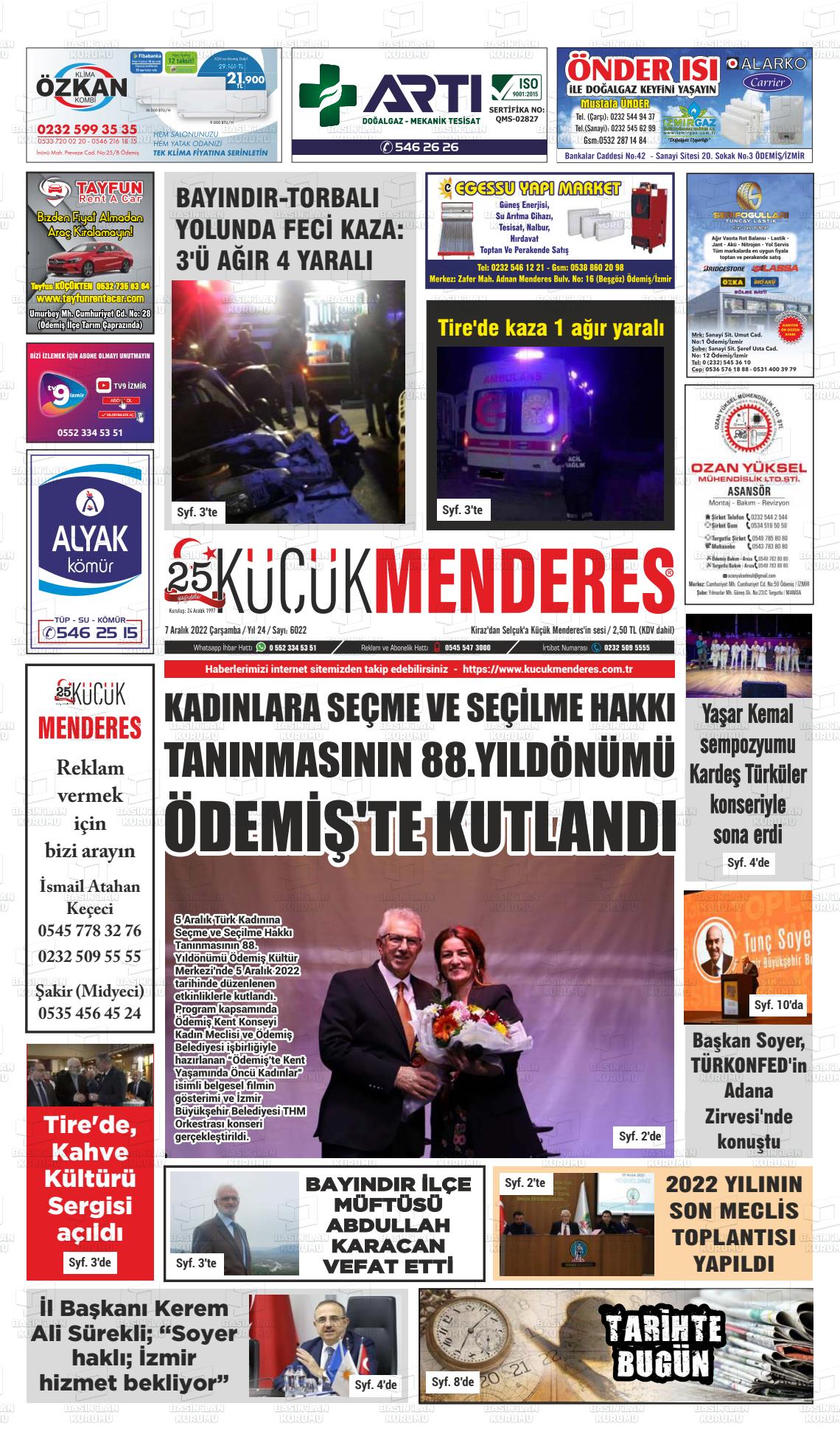 07 Aralık 2022 Küçük Menderes Gazete Manşeti