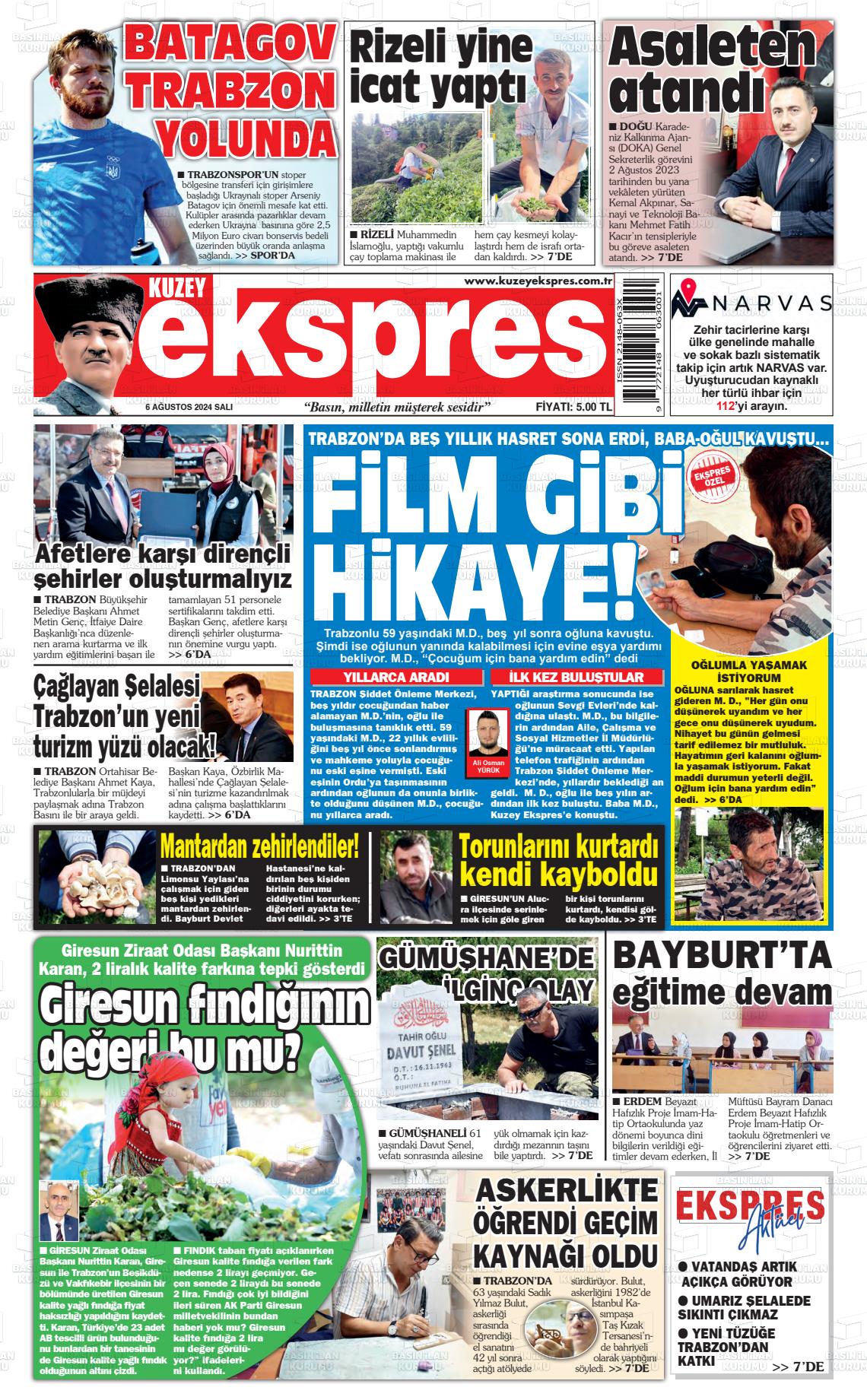 06 Ağustos 2024 Kuzey Ekspres Gazete Manşeti