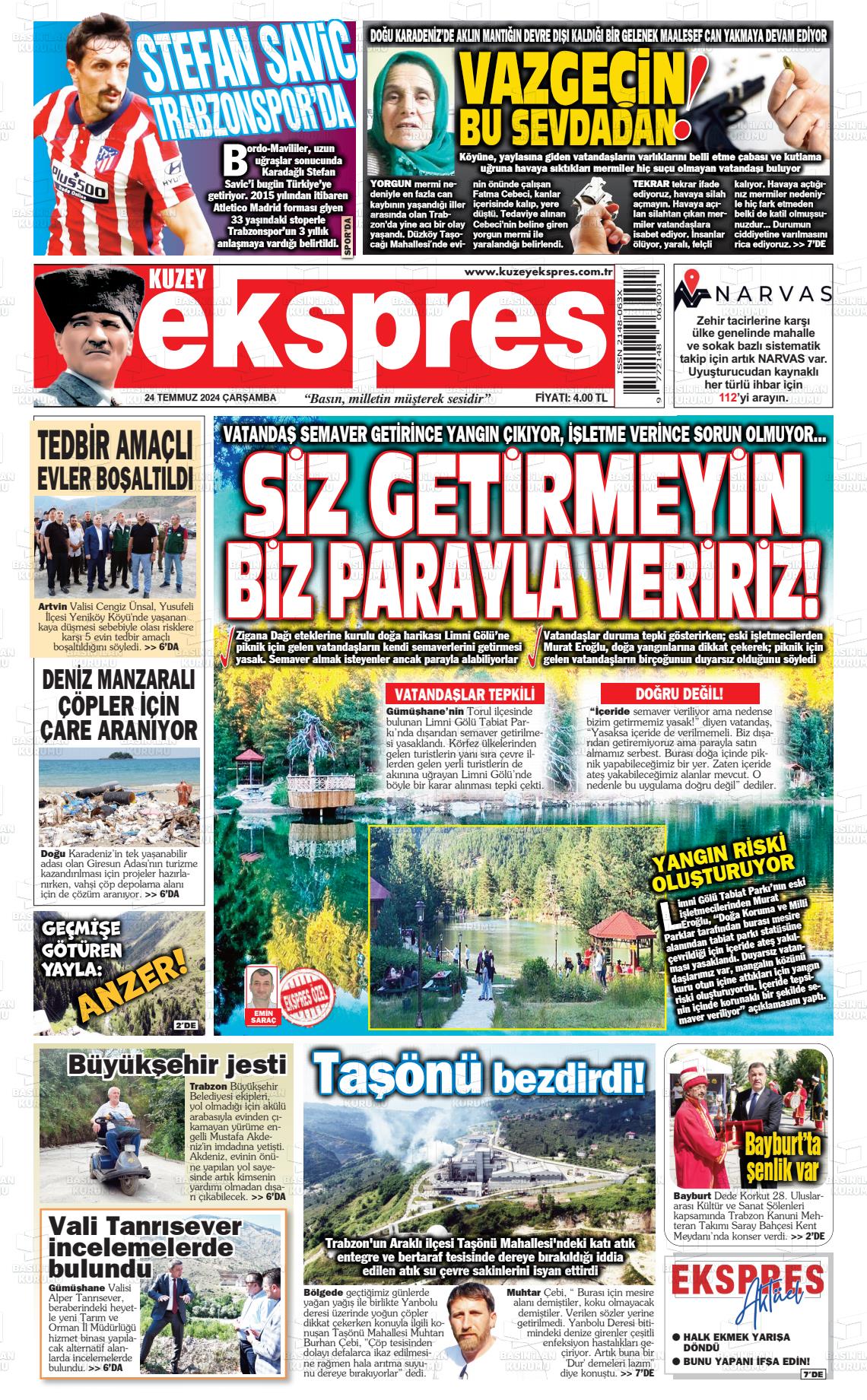 24 Temmuz 2024 Kuzey Ekspres Gazete Manşeti