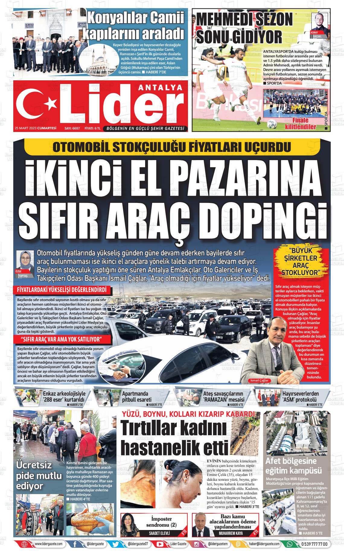 25 Mart 2023 Lider Gazete Gazete Manşeti