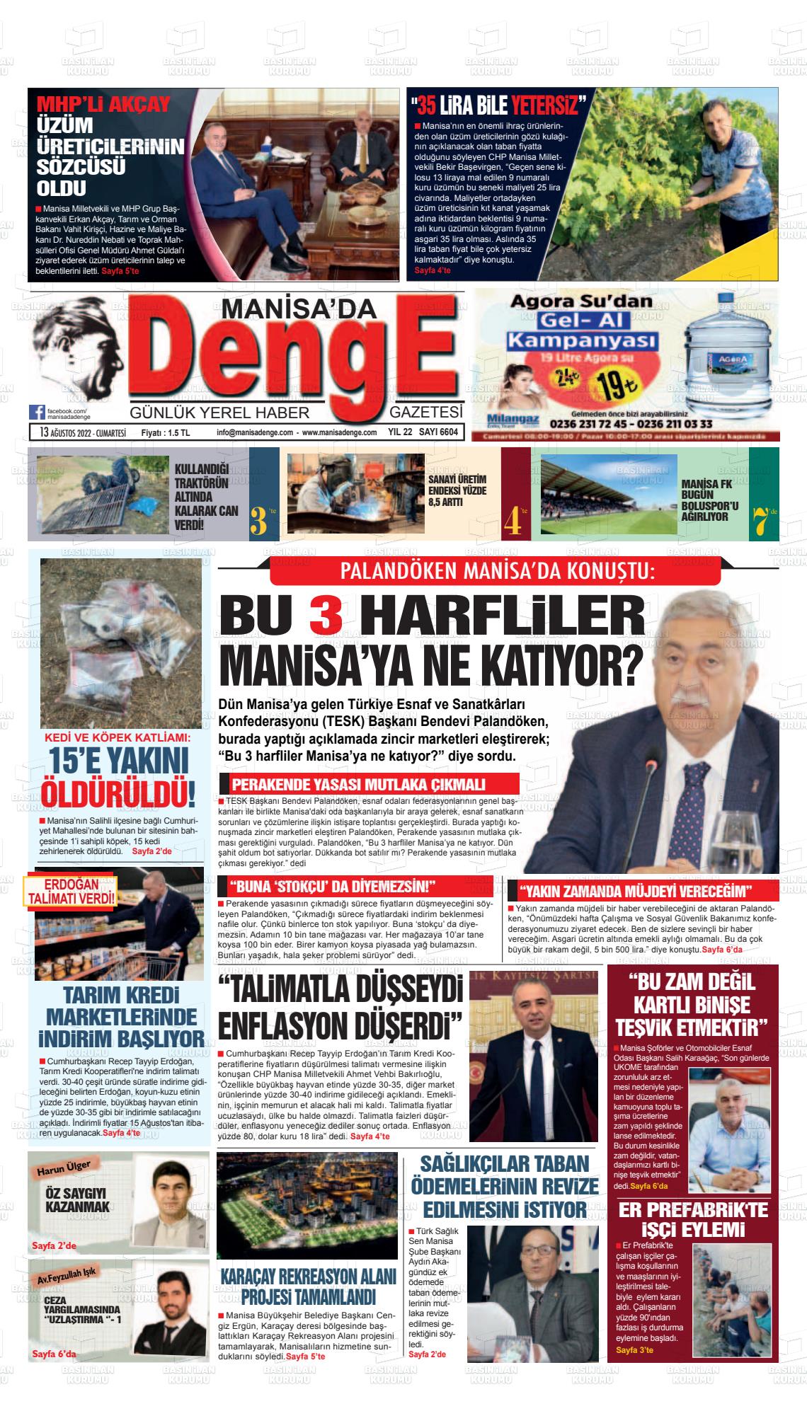 Manisada Denge Gazete Manşeti