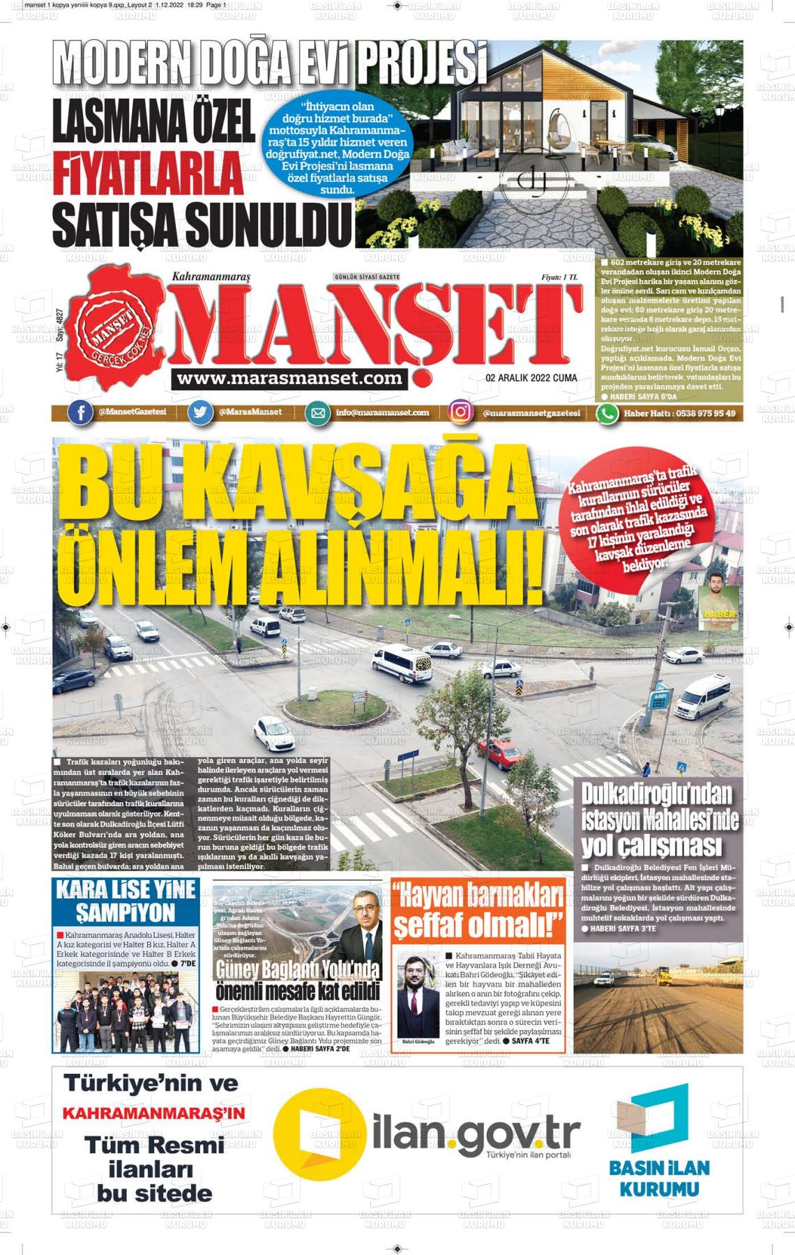 02 Aralık 2022 Manşet Gazete Manşeti