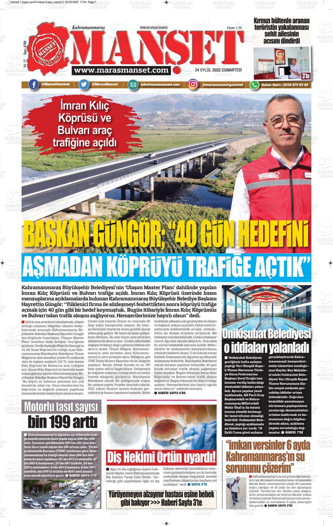 25 Eylül 2022 Manşet Gazete Manşeti
