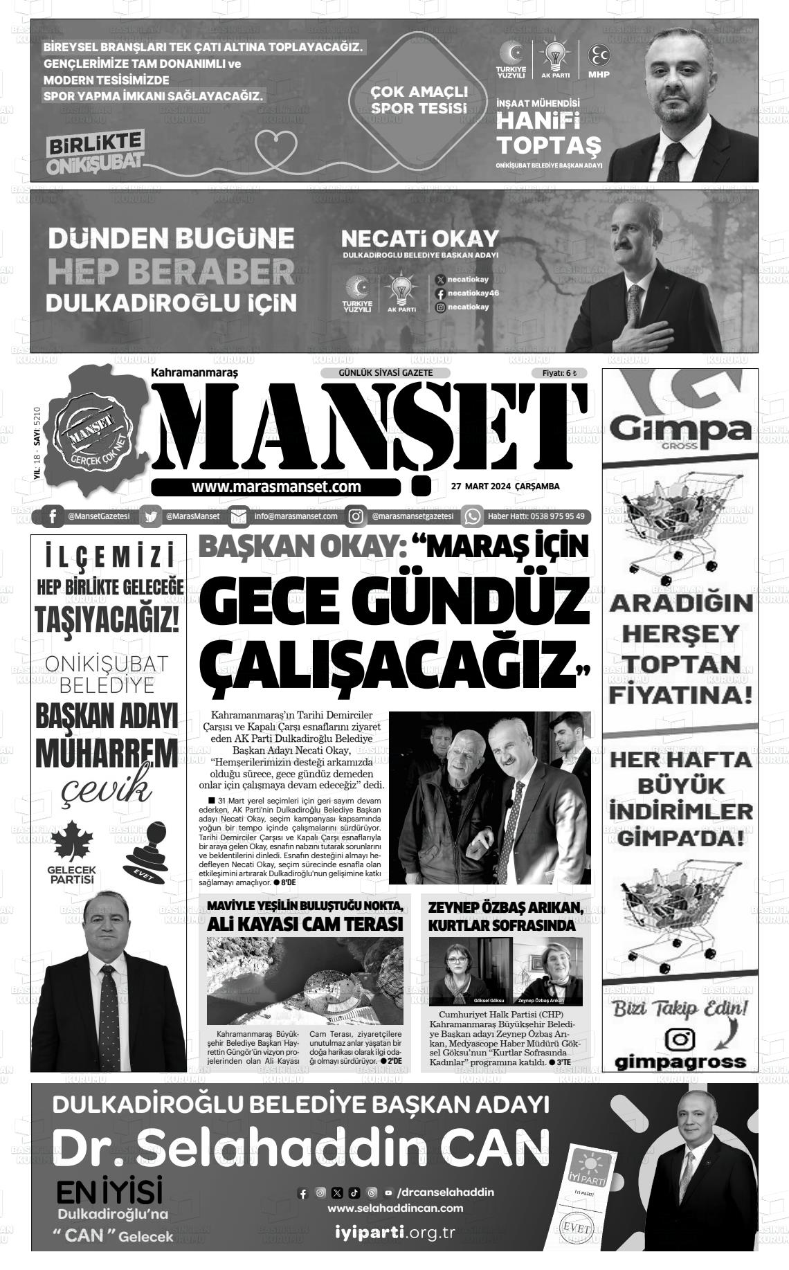 27 Mart 2024 Manşet Gazete Manşeti