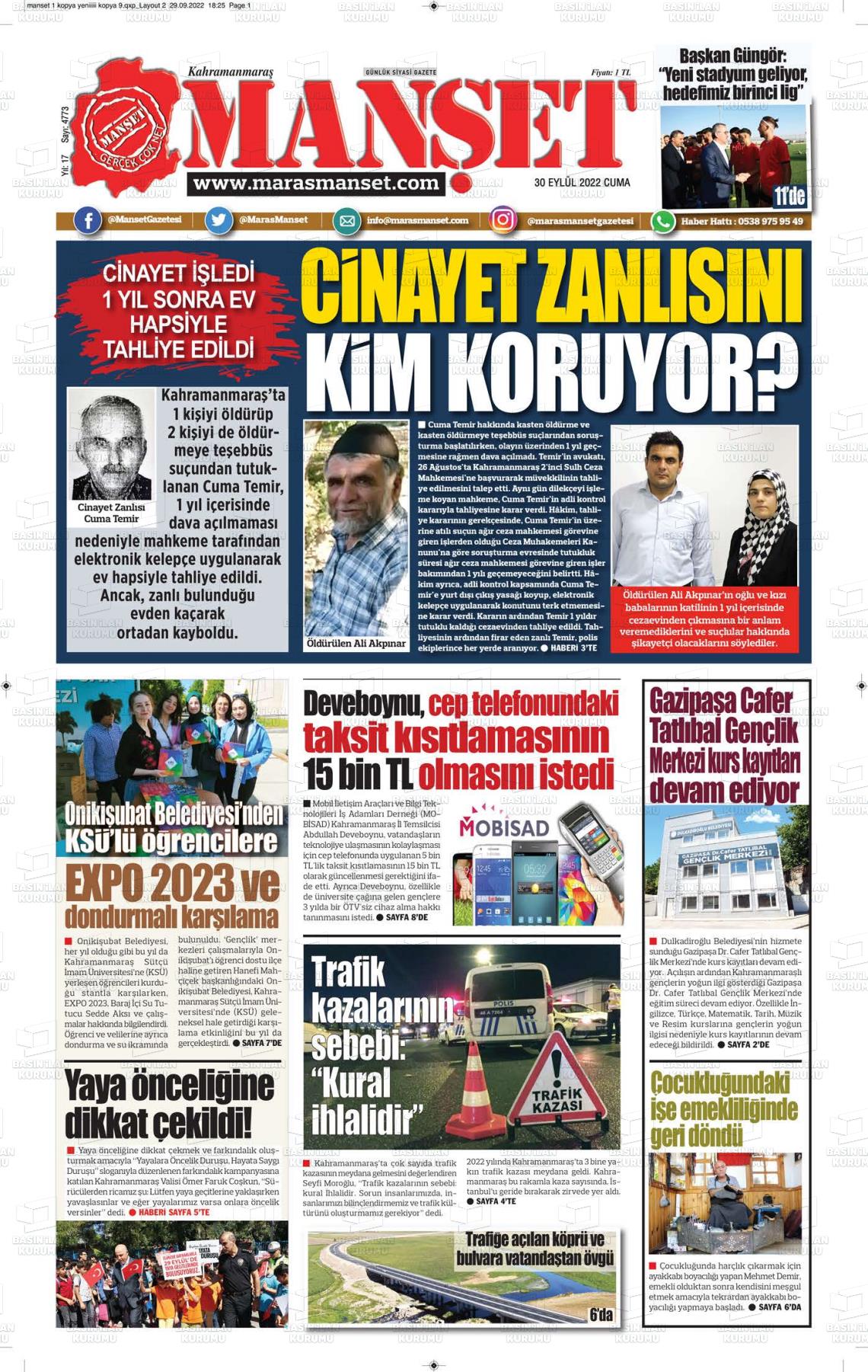 30 Eylül 2022 Manşet Gazete Manşeti