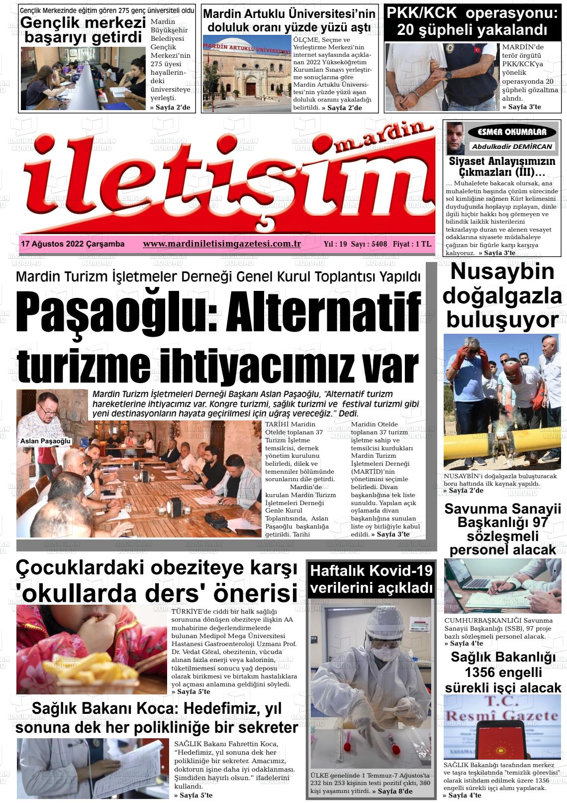 17 Ağustos 2022 Mardin İletişim Gazete Manşeti