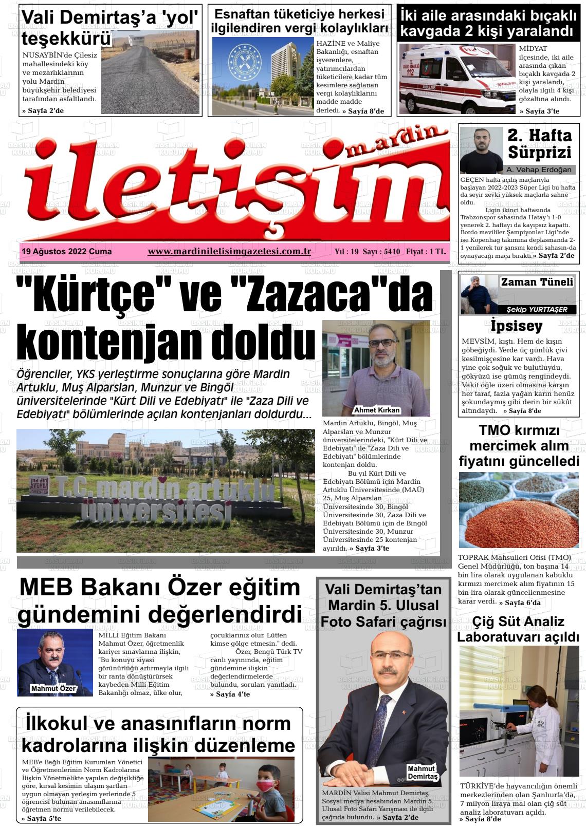 Mardin İletişim Gazete Manşeti