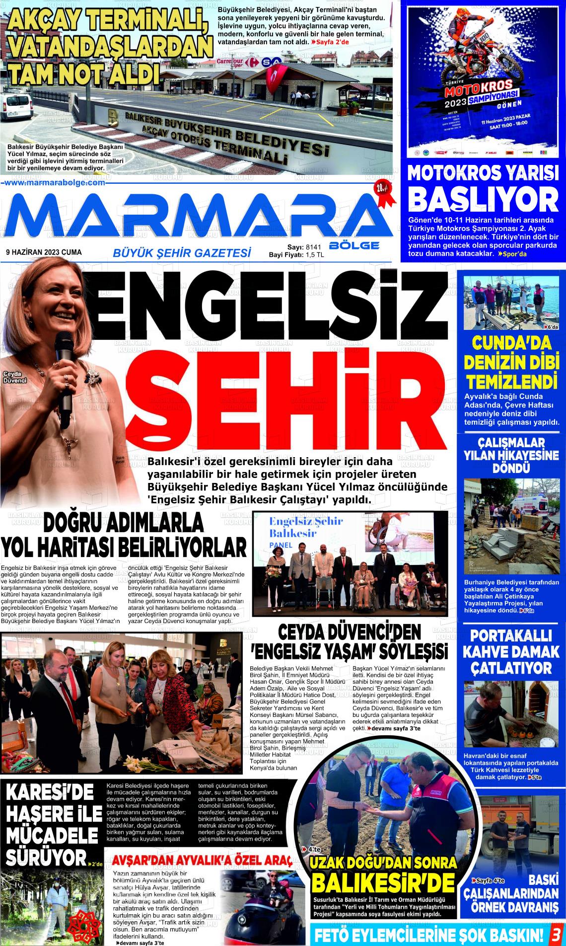 10 Haziran 2023 Marmara Bölge Gazete Manşeti