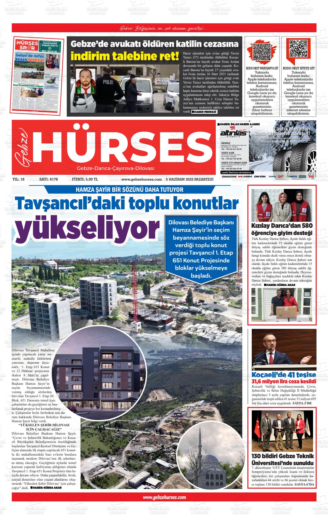 05 Haziran 2023 Marmara  Gebze Gazete Manşeti
