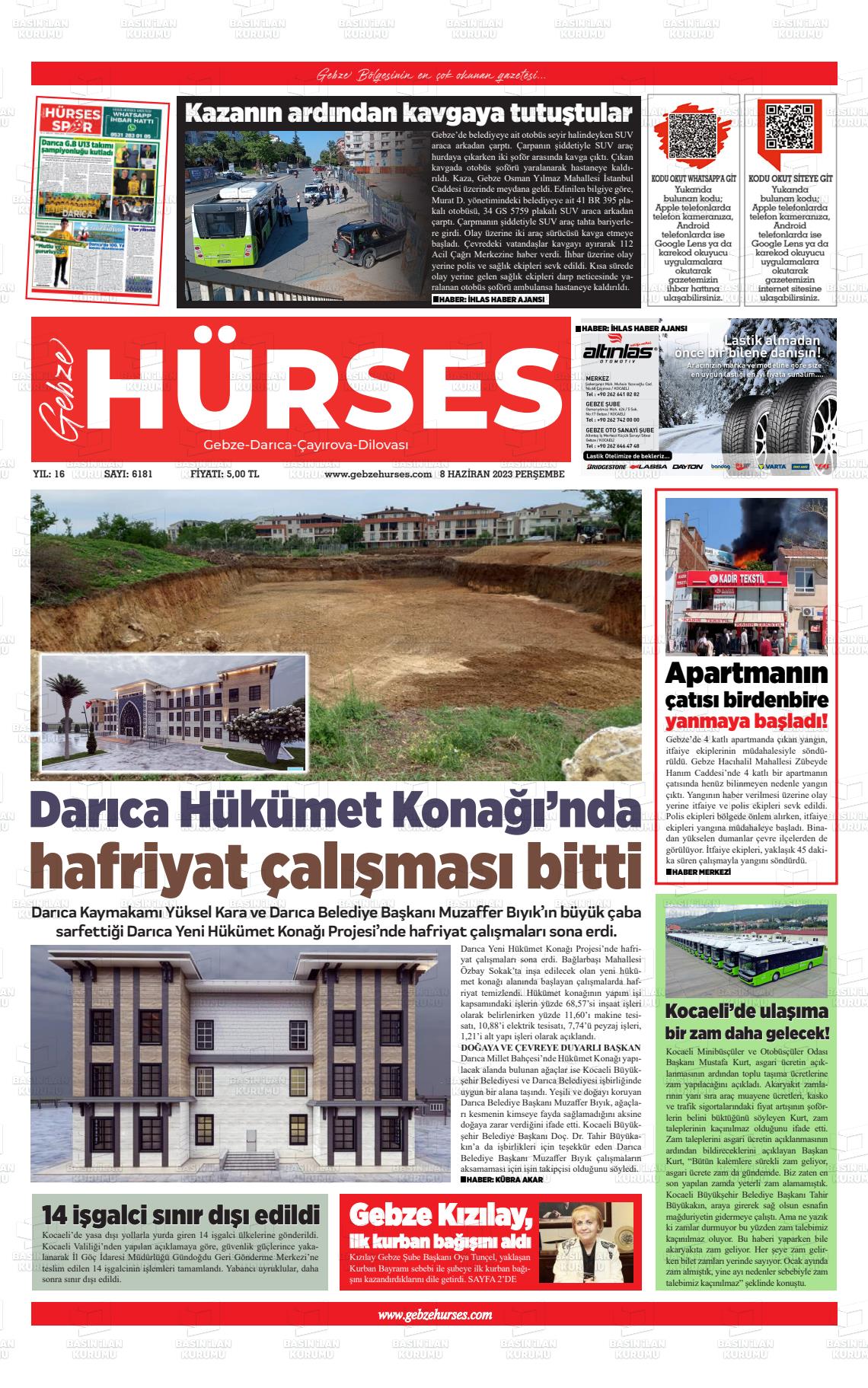 08 Haziran 2023 Marmara  Gebze Gazete Manşeti
