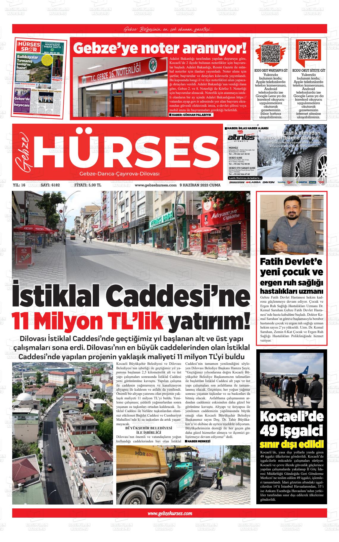 10 Haziran 2023 Marmara  Gebze Gazete Manşeti
