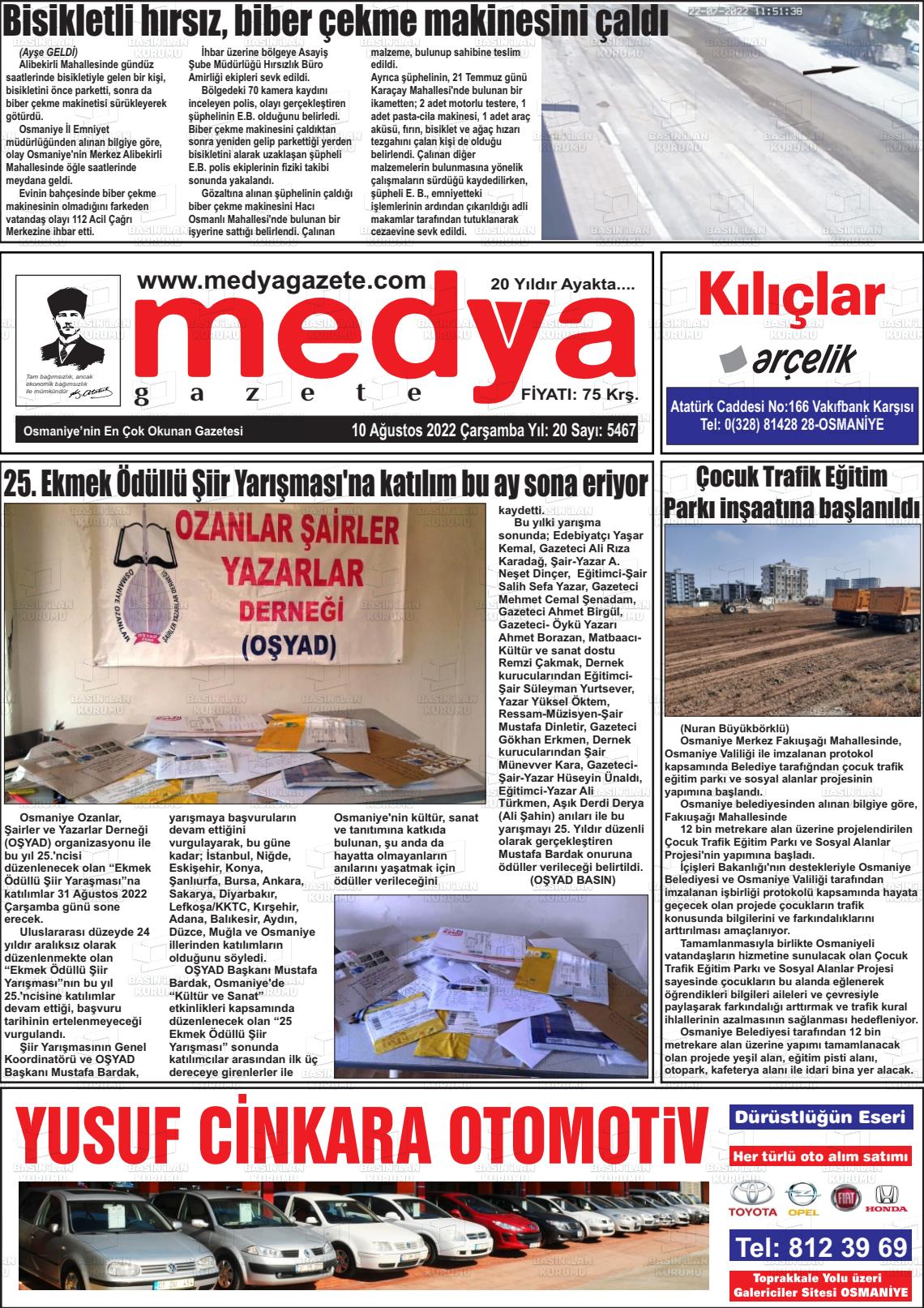 10 Ağustos 2022 Medya Gazete Manşeti
