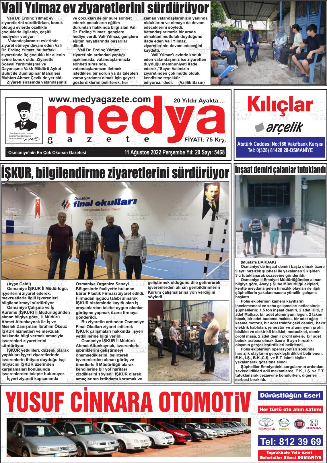 11 Ağustos 2022 Medya Gazete Manşeti