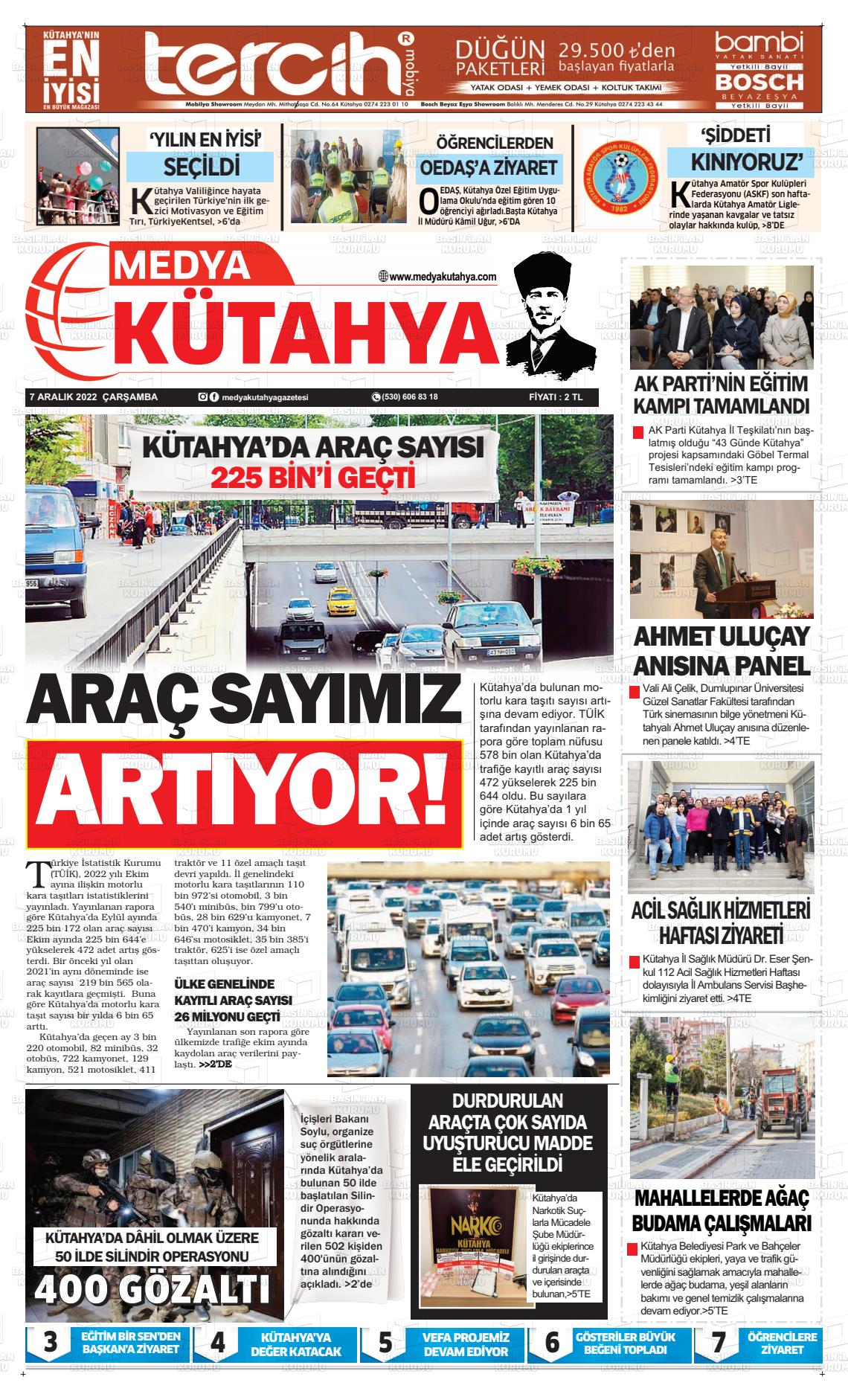 07 Aralık 2022 Medya Kütahya Gazete Manşeti