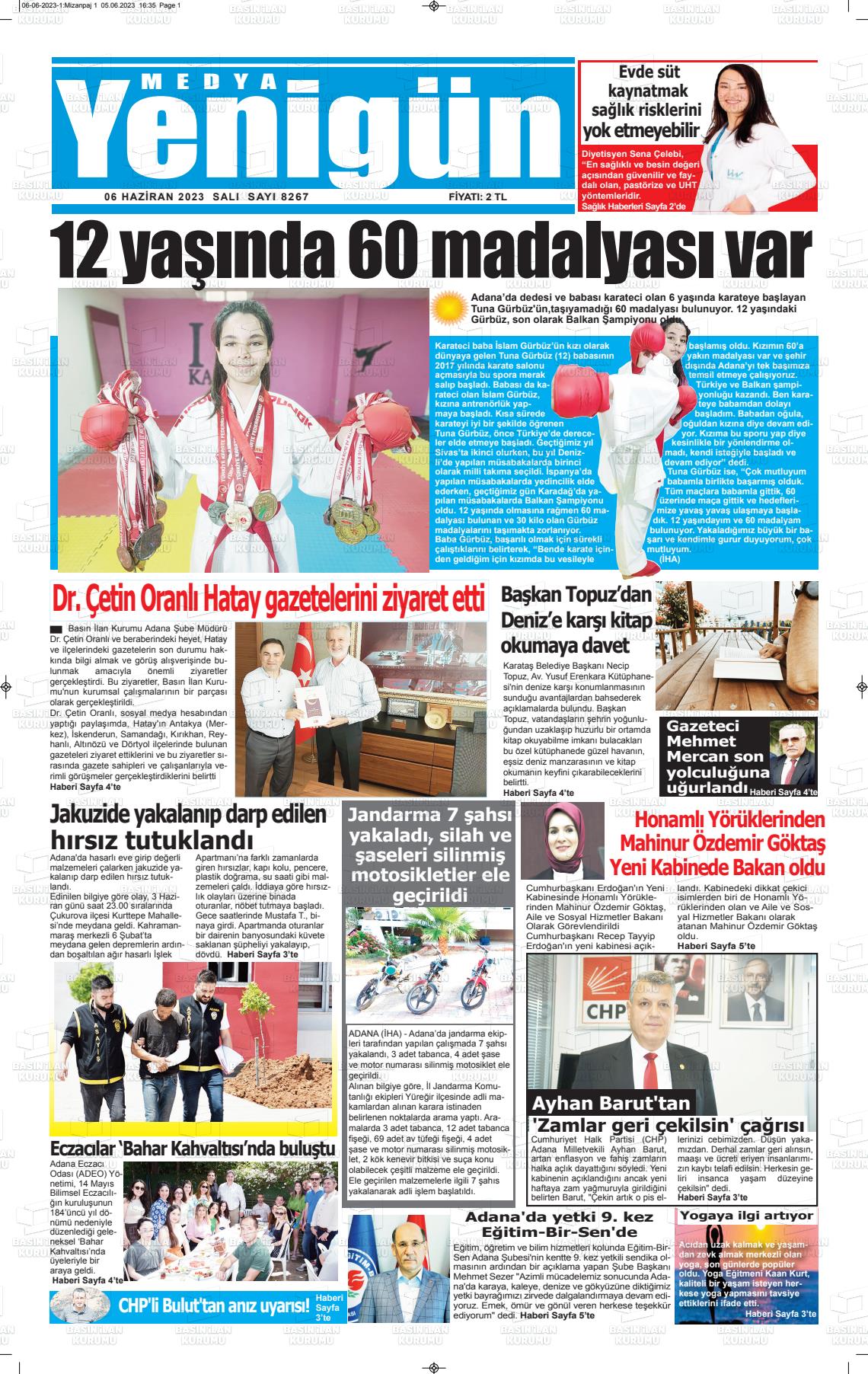 06 Haziran 2023 Medya Yenigün Gazete Manşeti