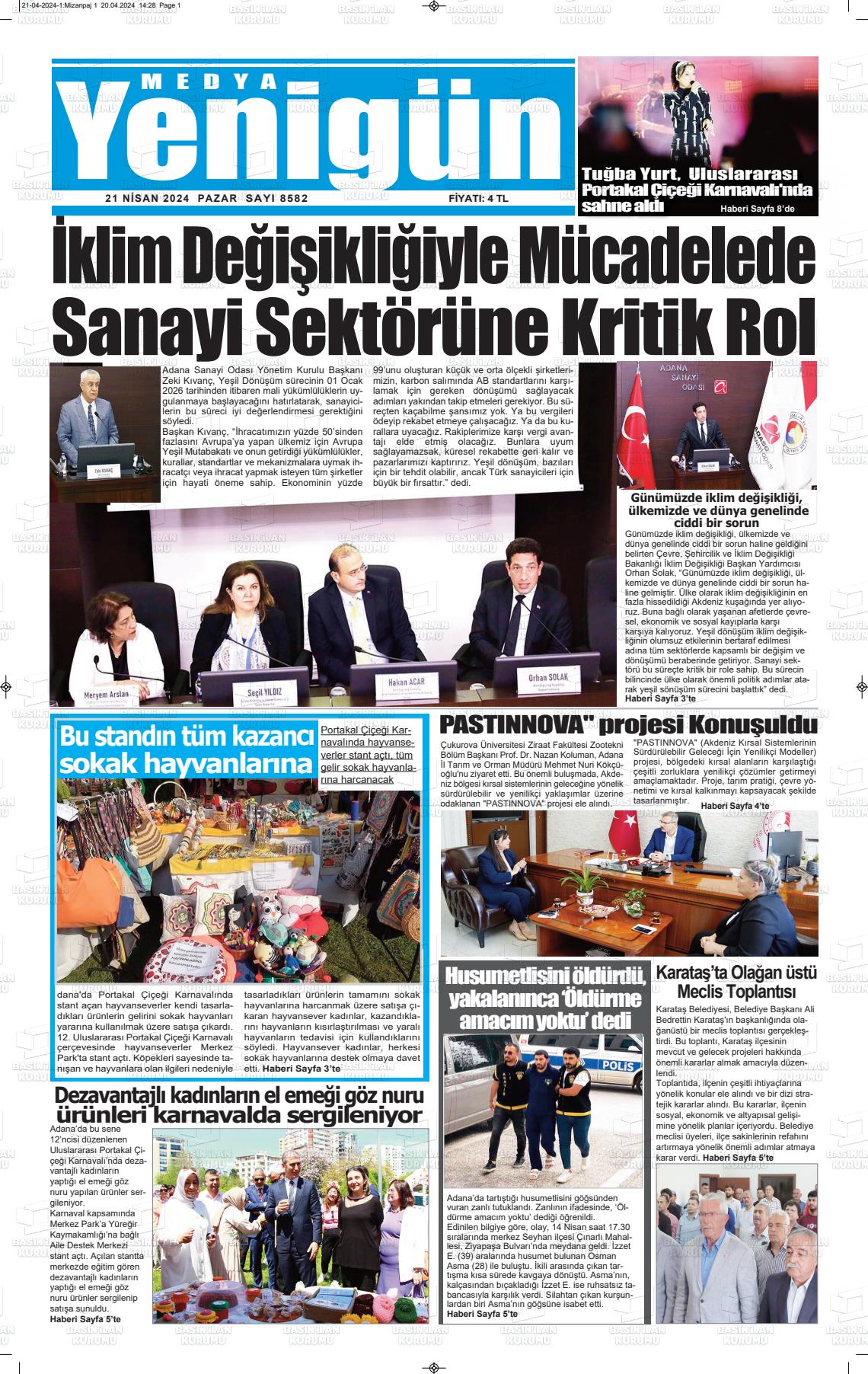 26 Nisan 2024 Medya Yenigün Gazete Manşeti