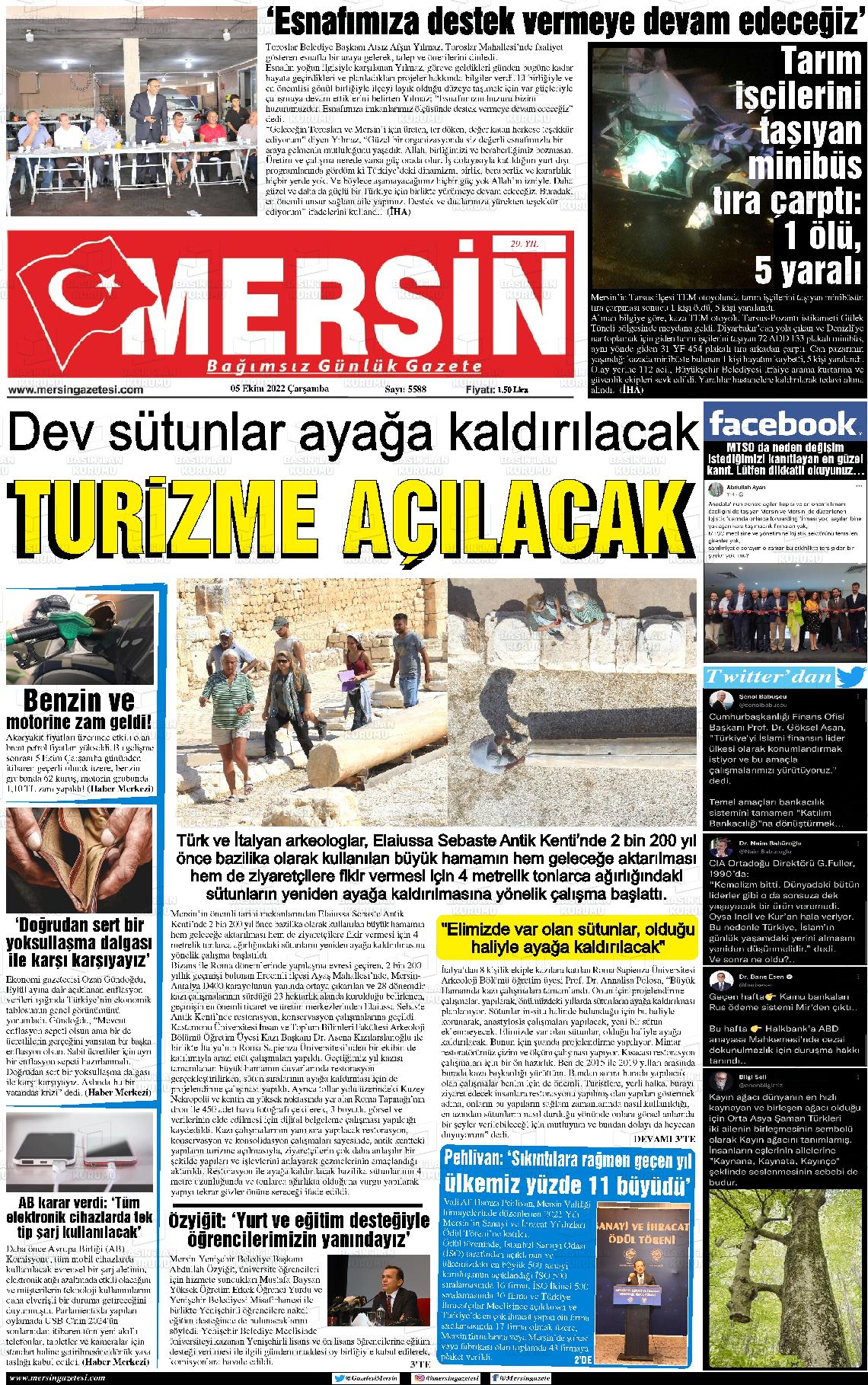 05 Ekim 2022 Mersin Gazete Manşeti