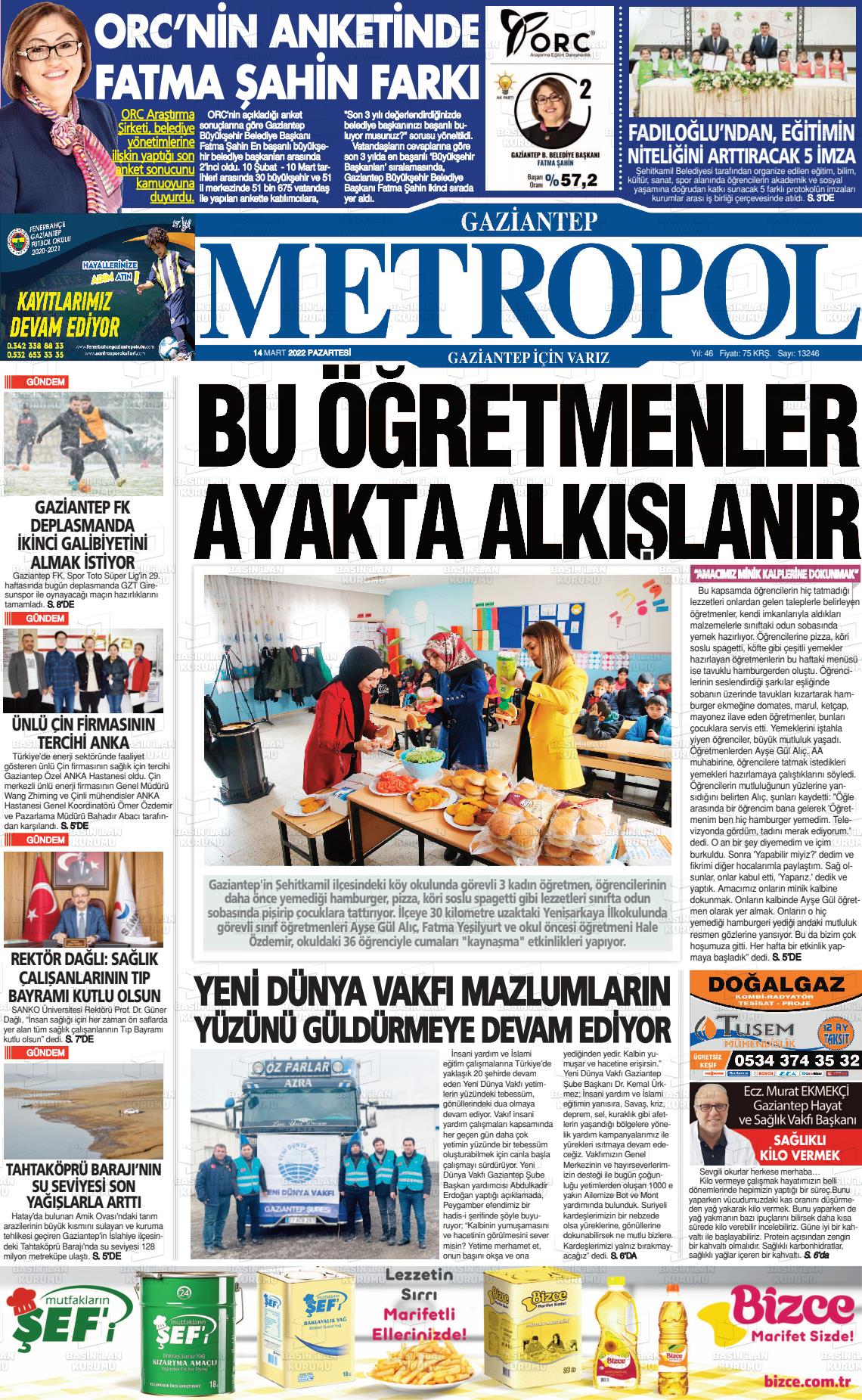 Mart Tarihli Gaziantep Metropol Gazete Man Etleri