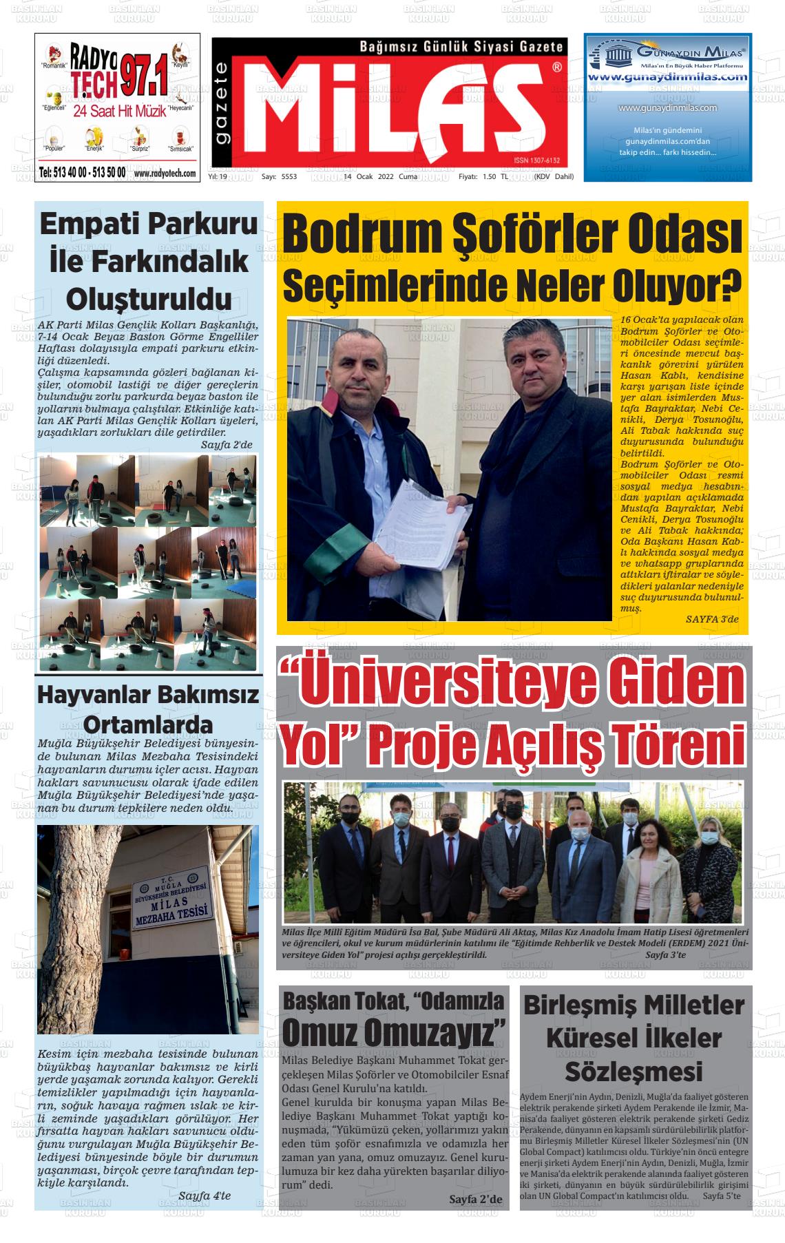14 Ocak 2022 Gazete Milas Gazete Manşeti