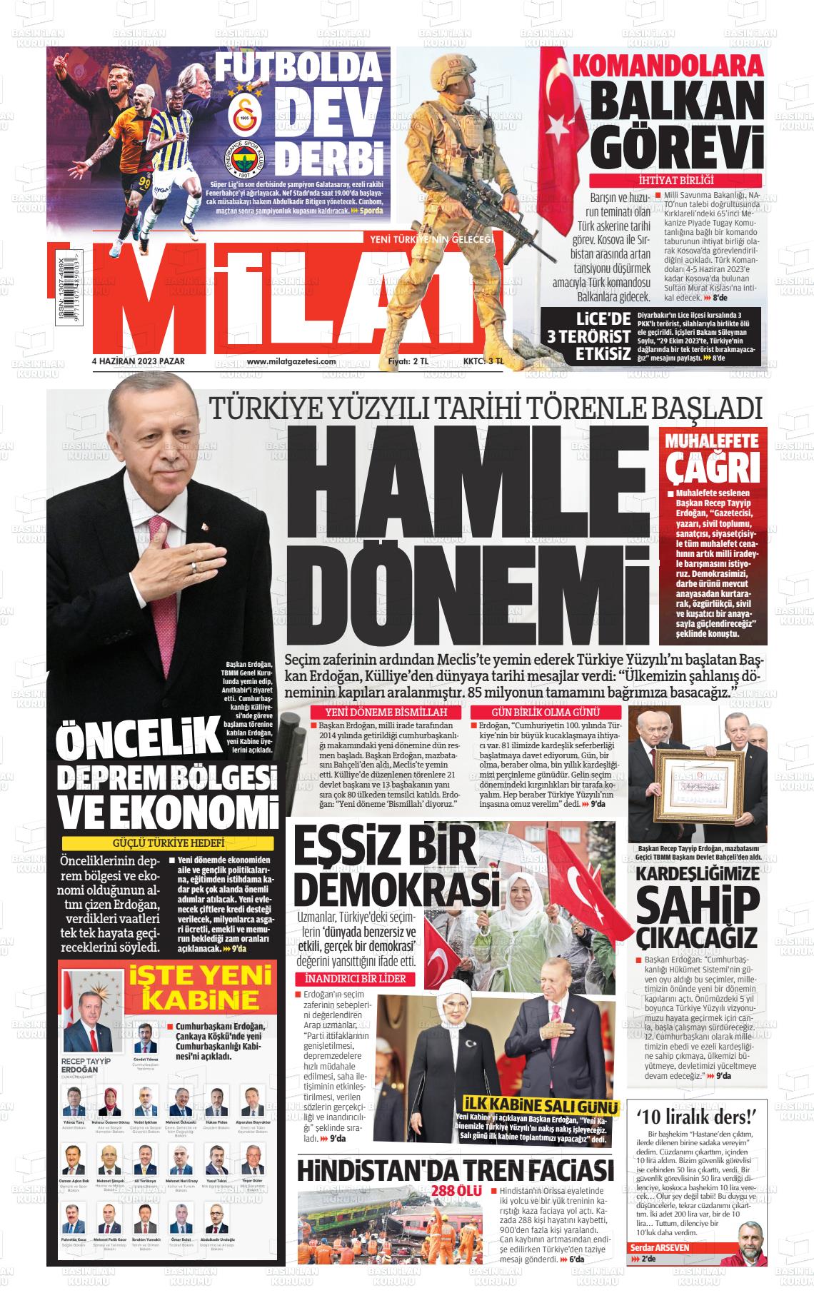 04 Haziran 2023 Milat Gazete Manşeti